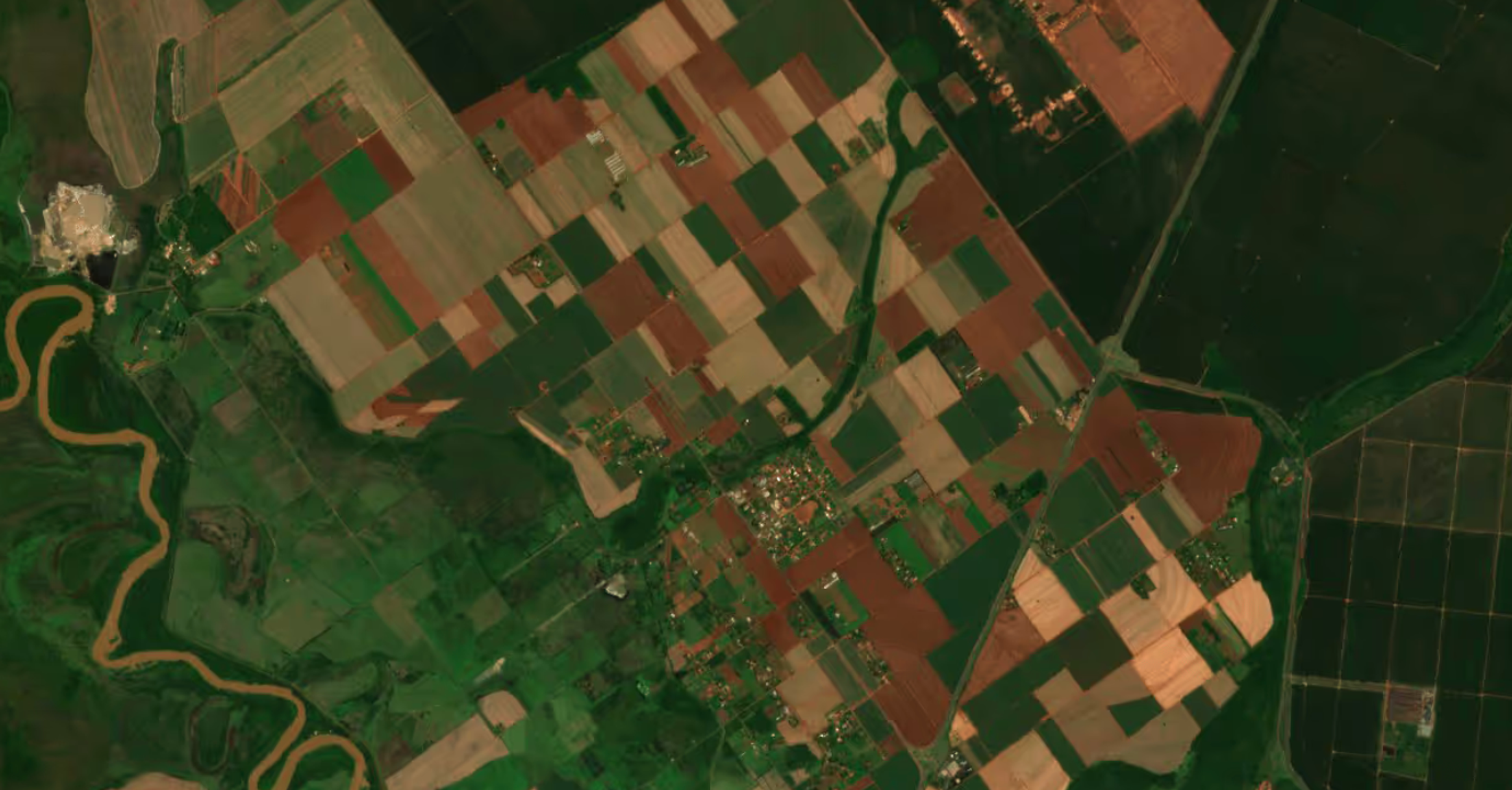 An overhead view of a large plot of land