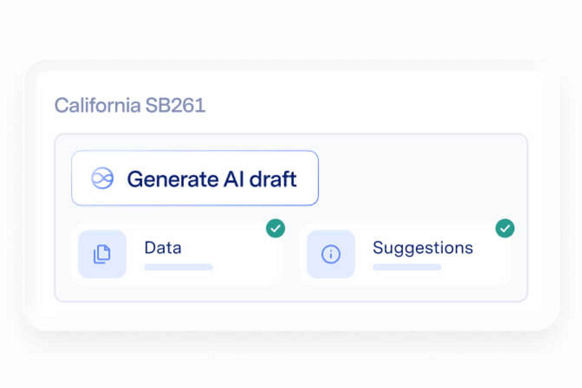 Generate AI draft for California SB261 with data and suggestions