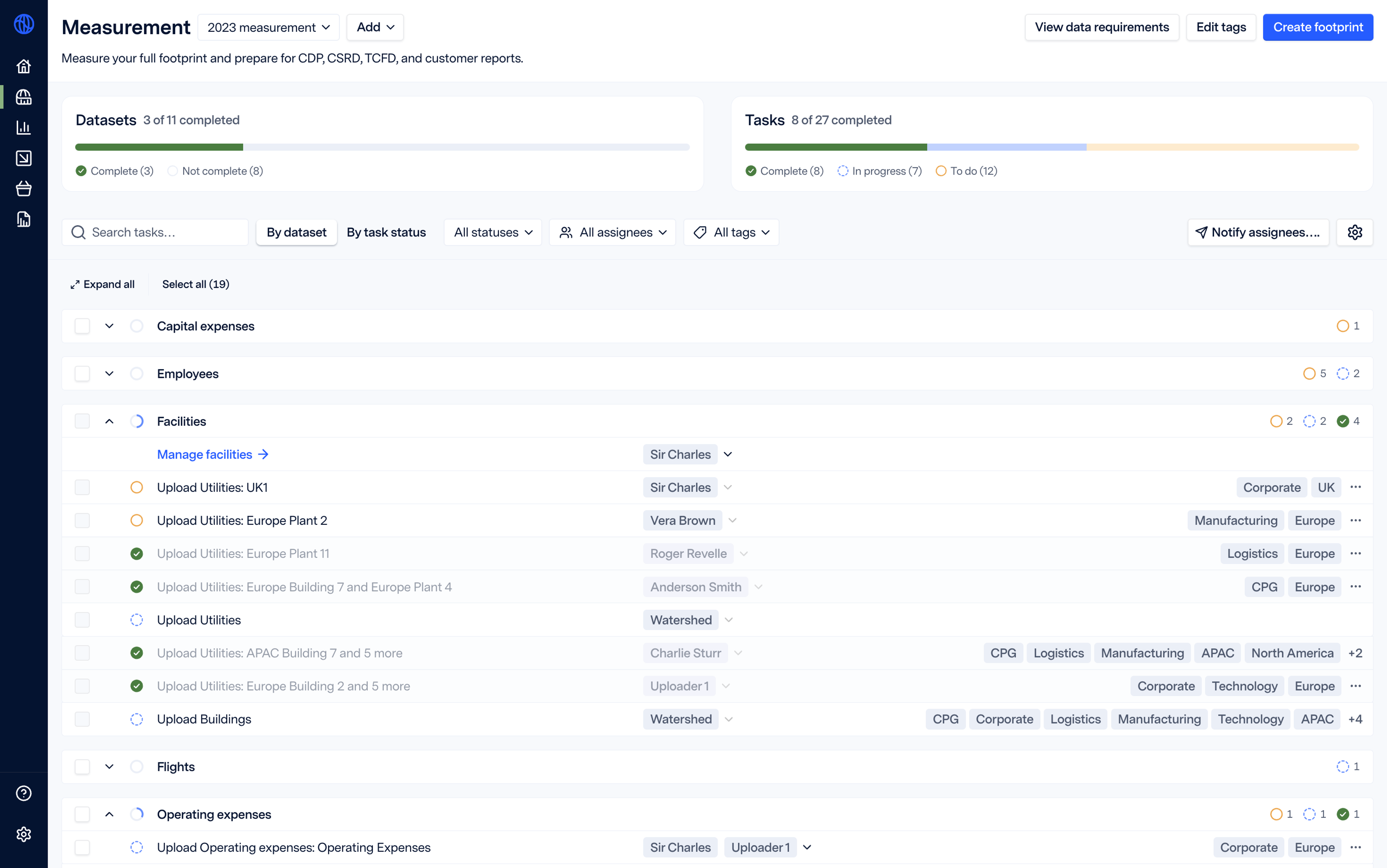 screenshot showing measurement page