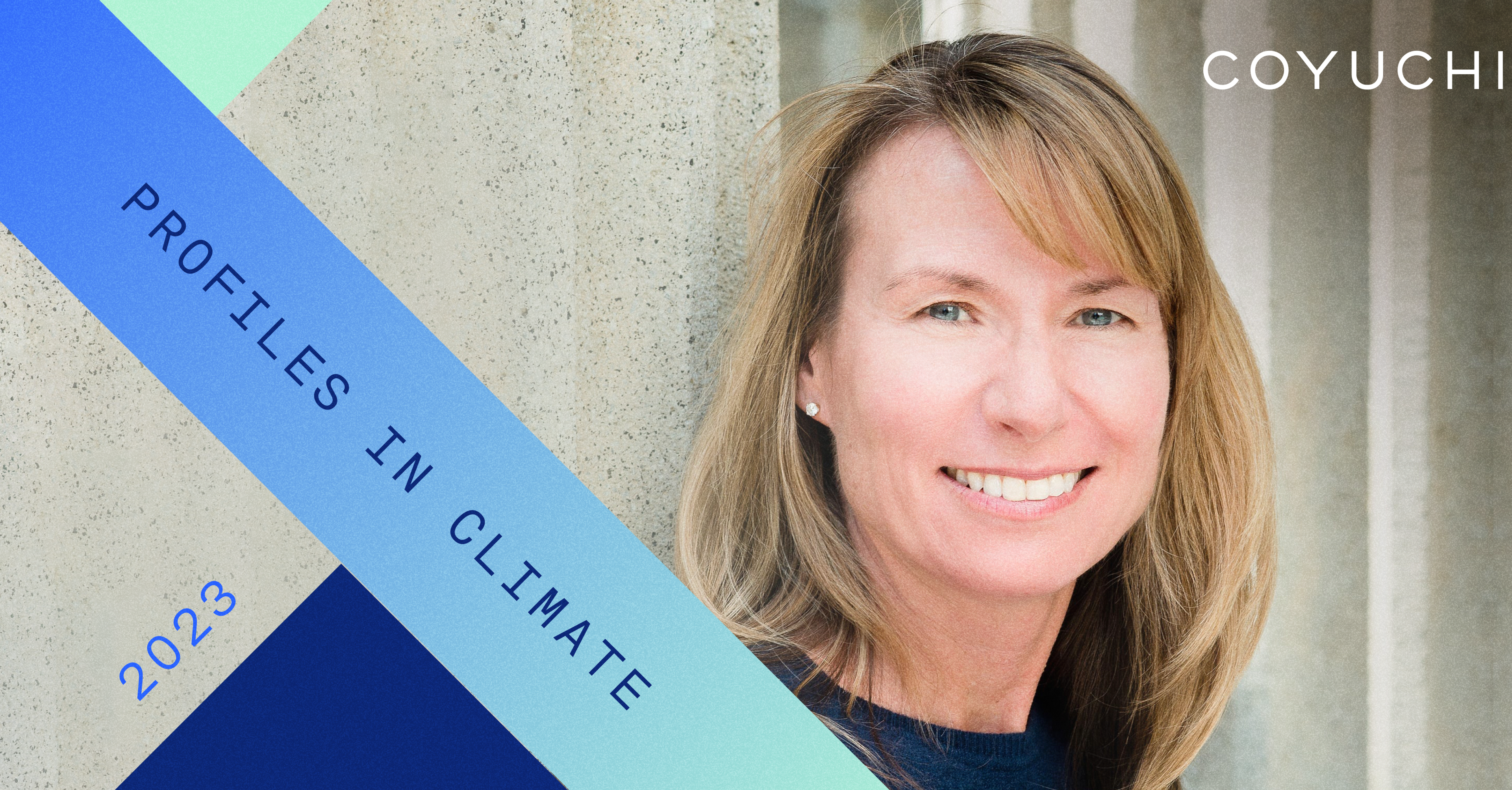 eileen mockus headshot and coyuchi logo