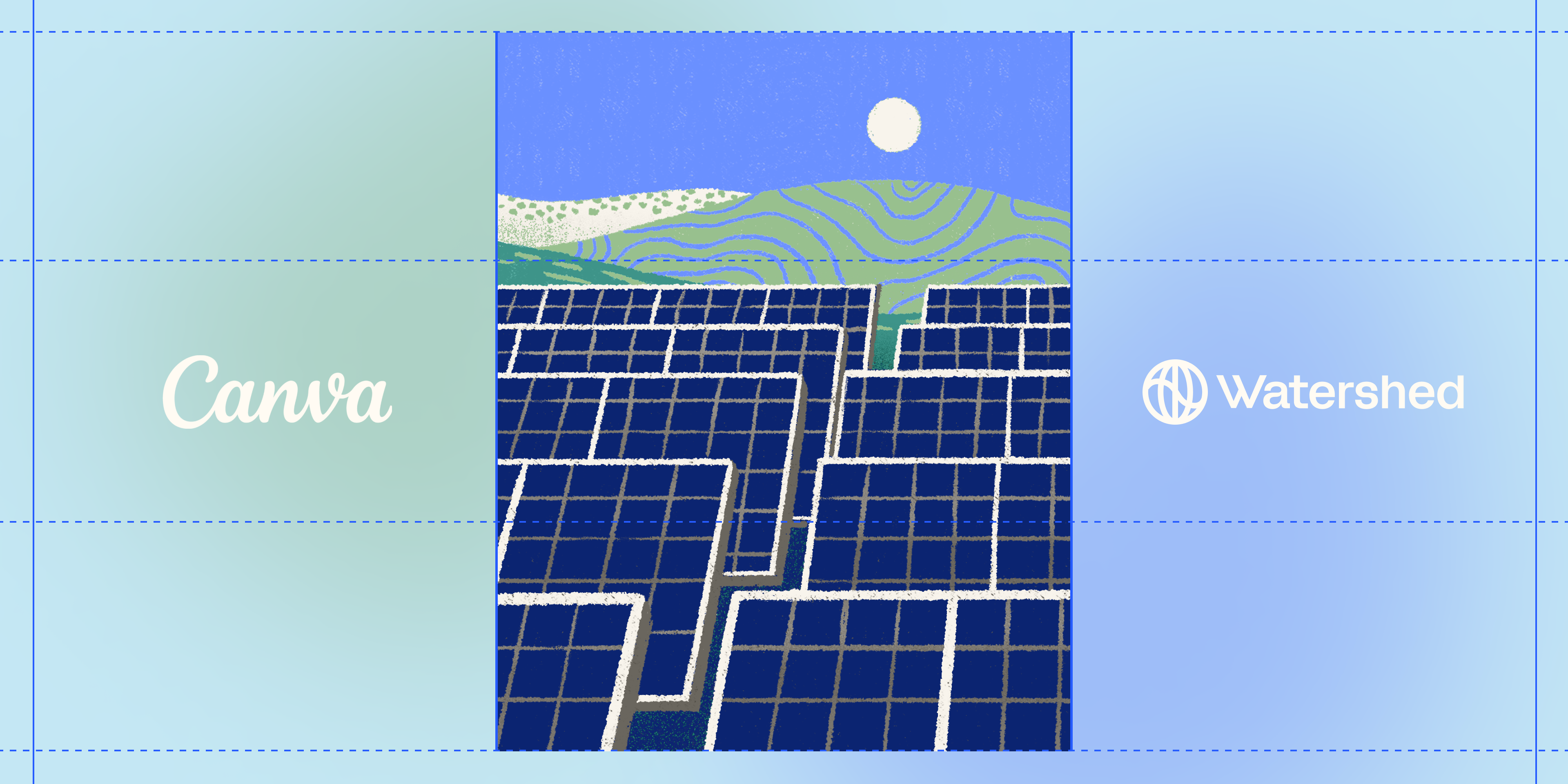 Canva and Watershed logos with solar panels