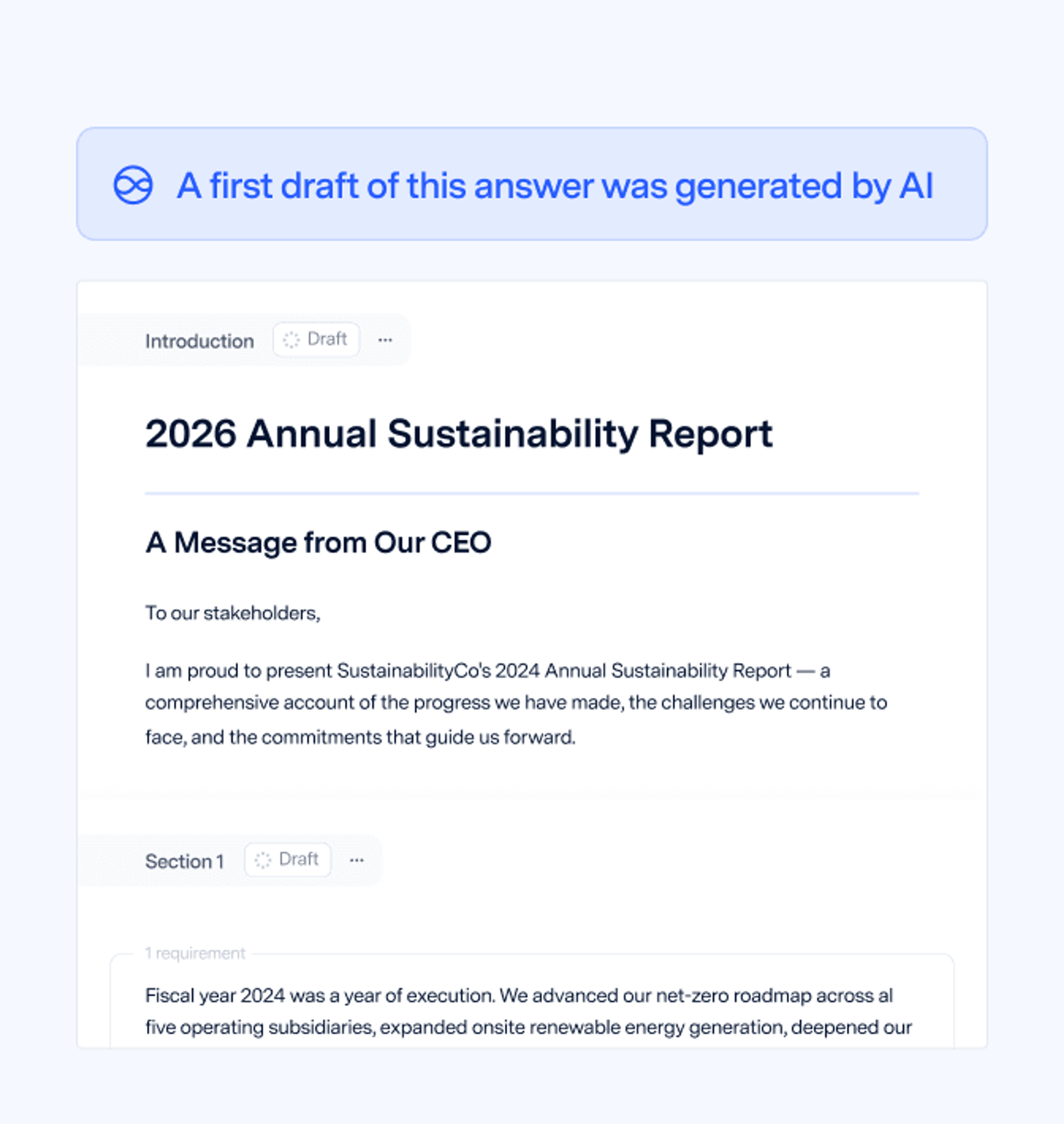 Start with a good first draft for any ESG report