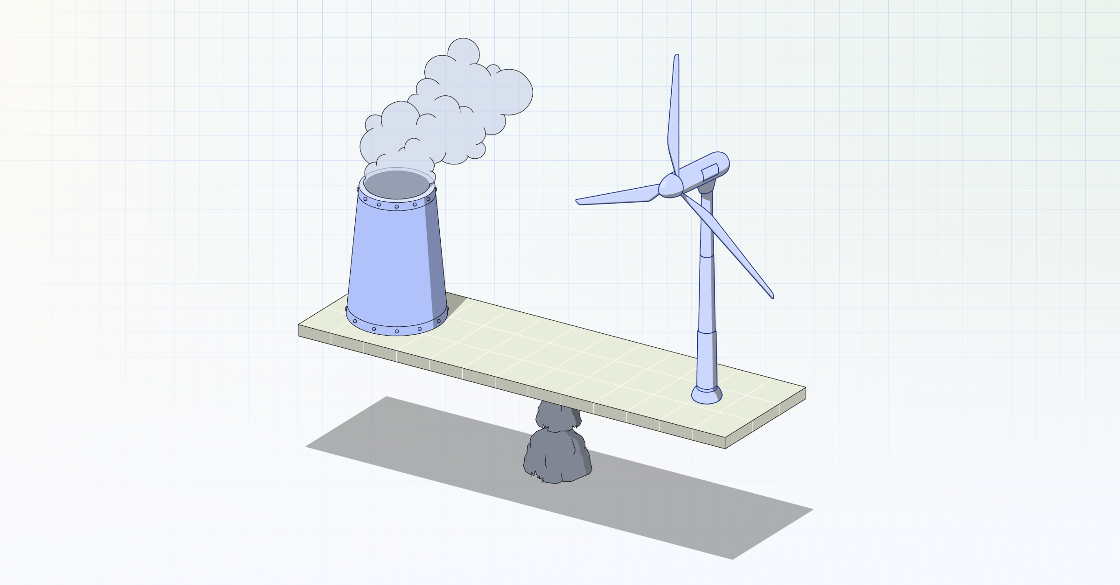 Balanced smokestack and windmill