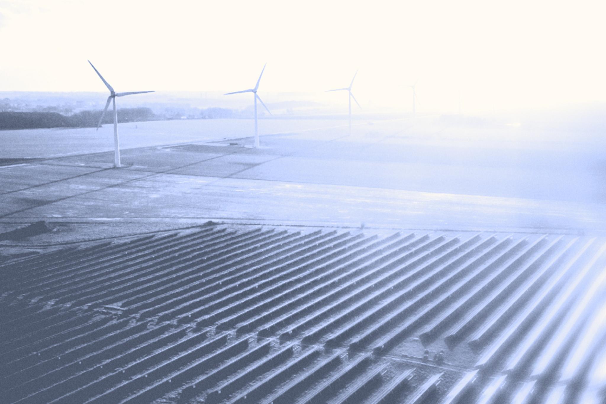 Aerial photograph of a solar array installation in partnership with Canva and Watershed