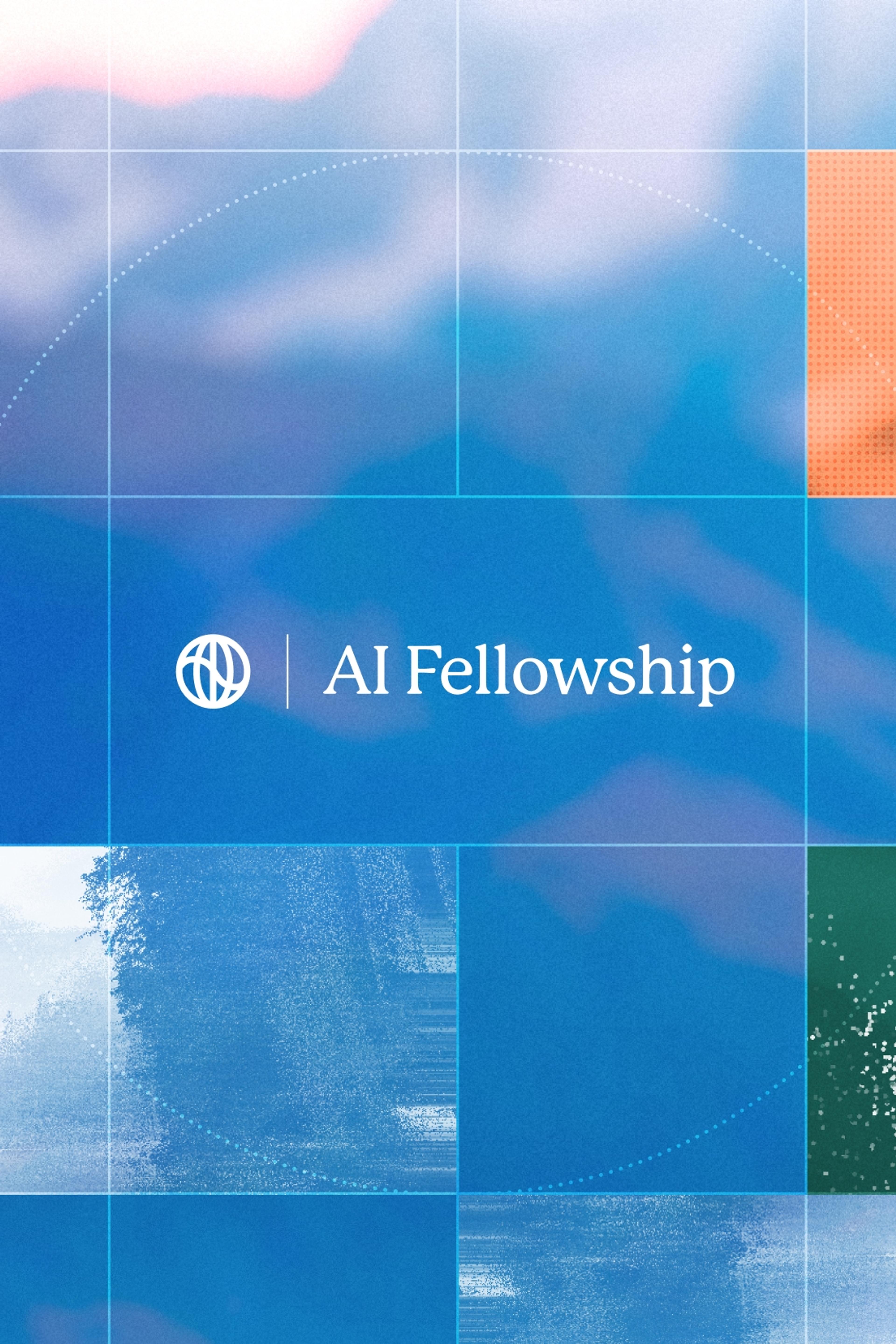 Image of the AI fellowship logo over a mountainscape