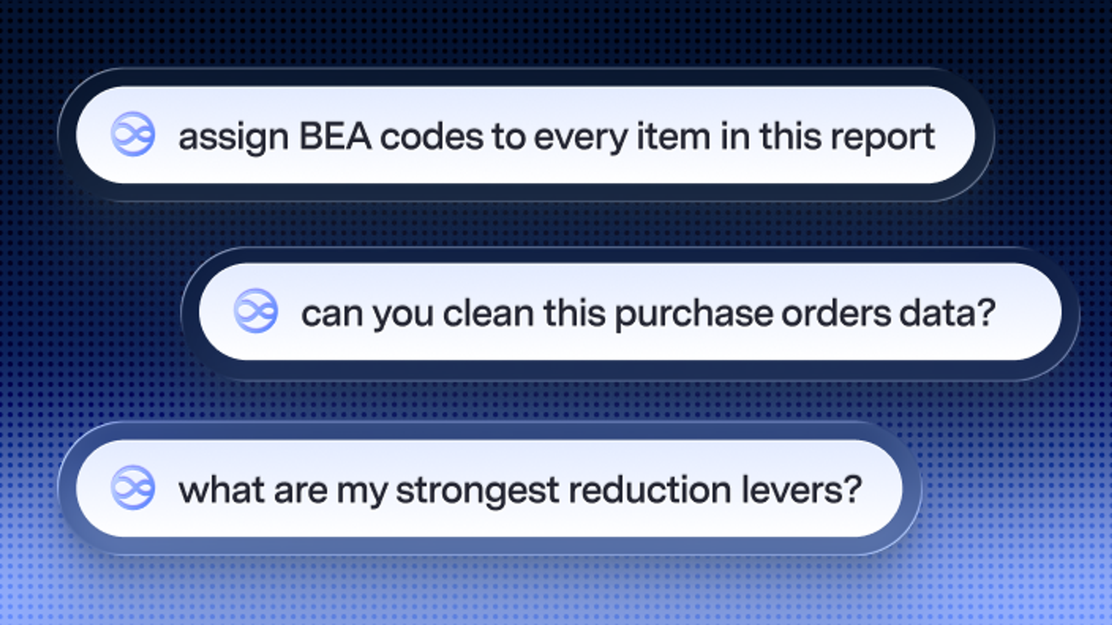 Three prompts examples in three Watershed agents input boxes