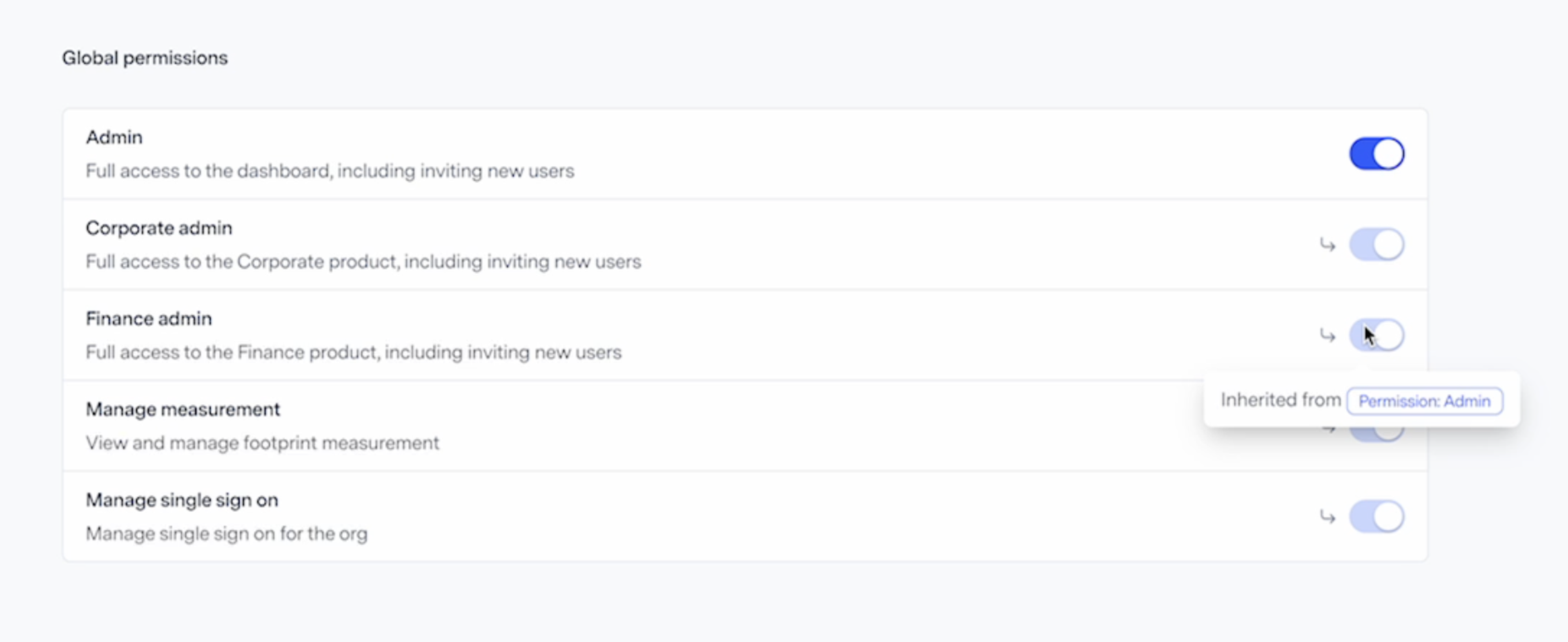 A pop-up module of permissions shows design changes that make it easier to see how different permission sets are related.