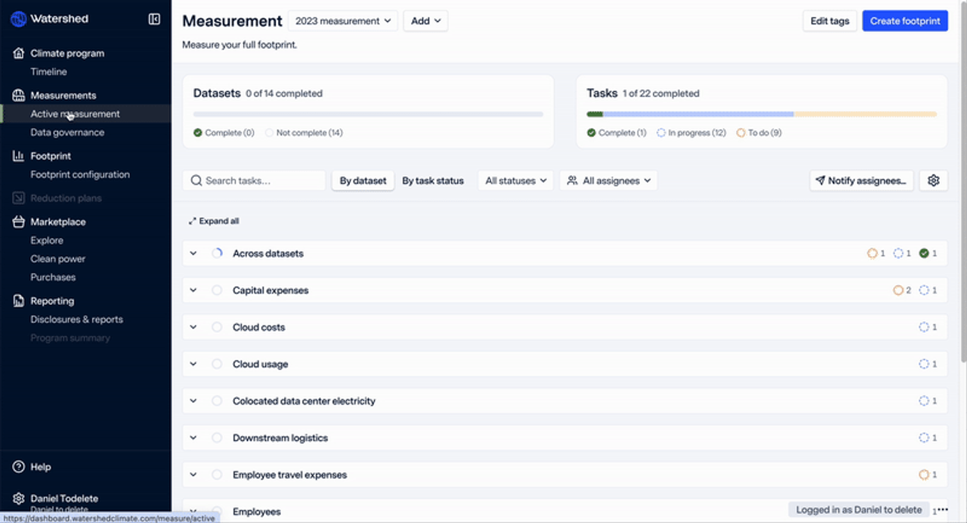 gif showing upload page for AWS data