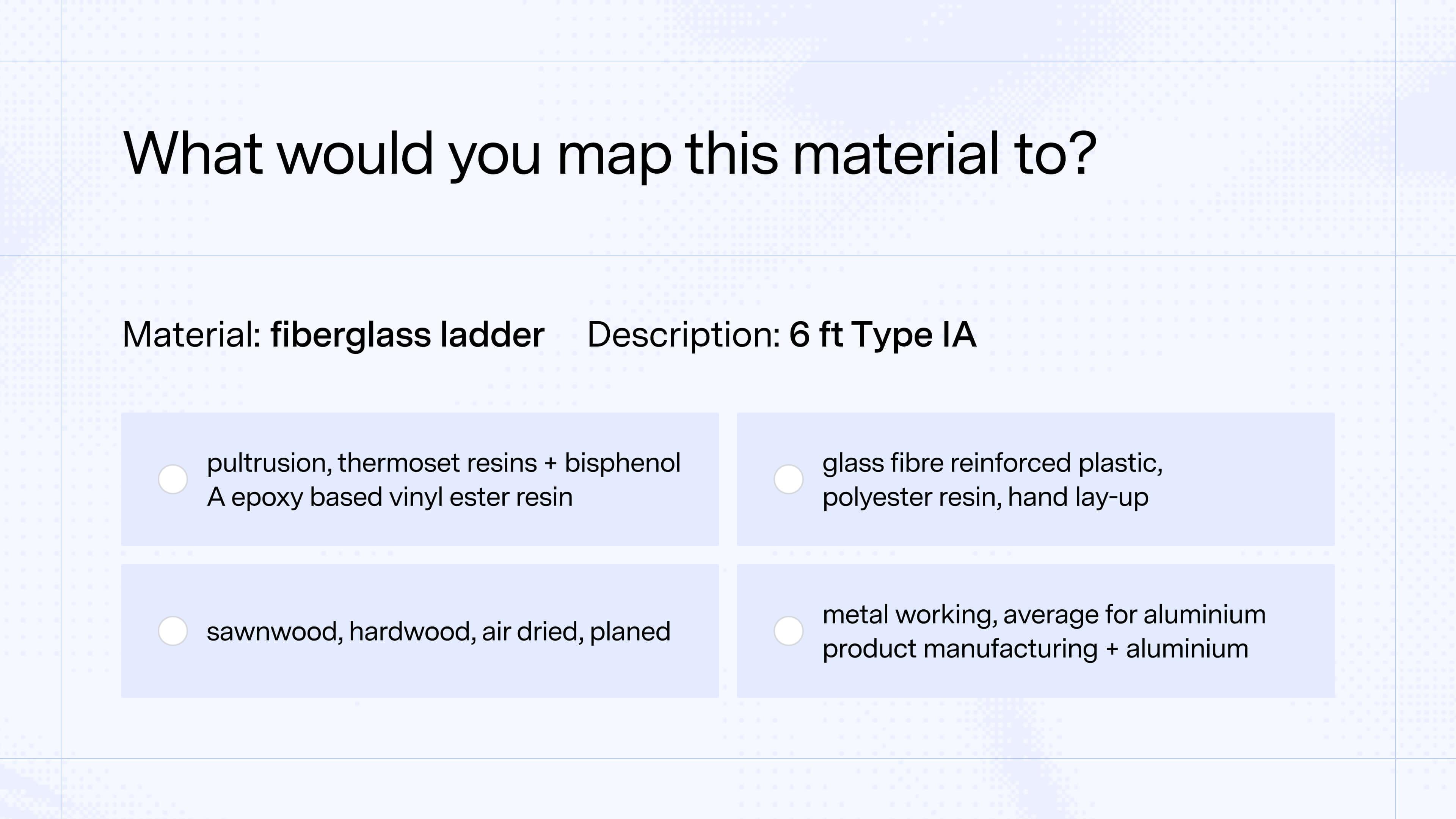 What would you map fiberglass ladder to?