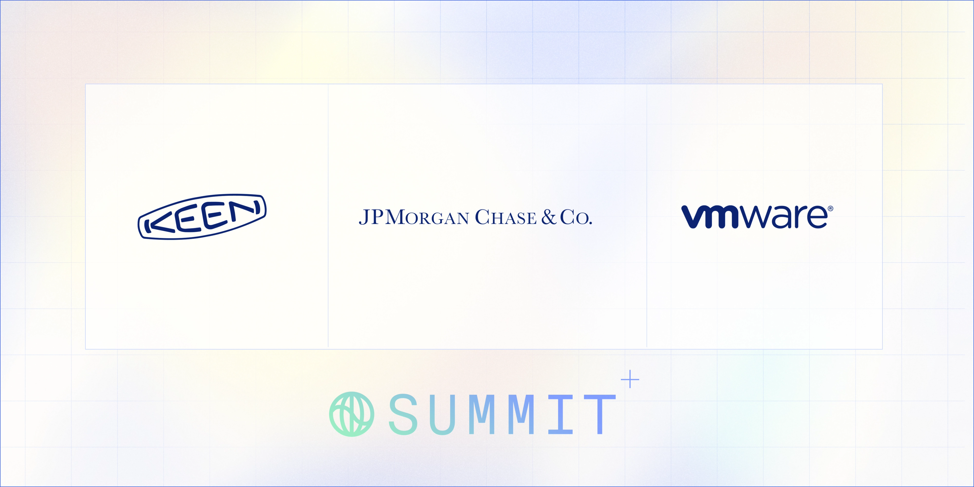 Keen, and JPMorgan Chase & Co logos, with Watershed Summit logo on gradient grid