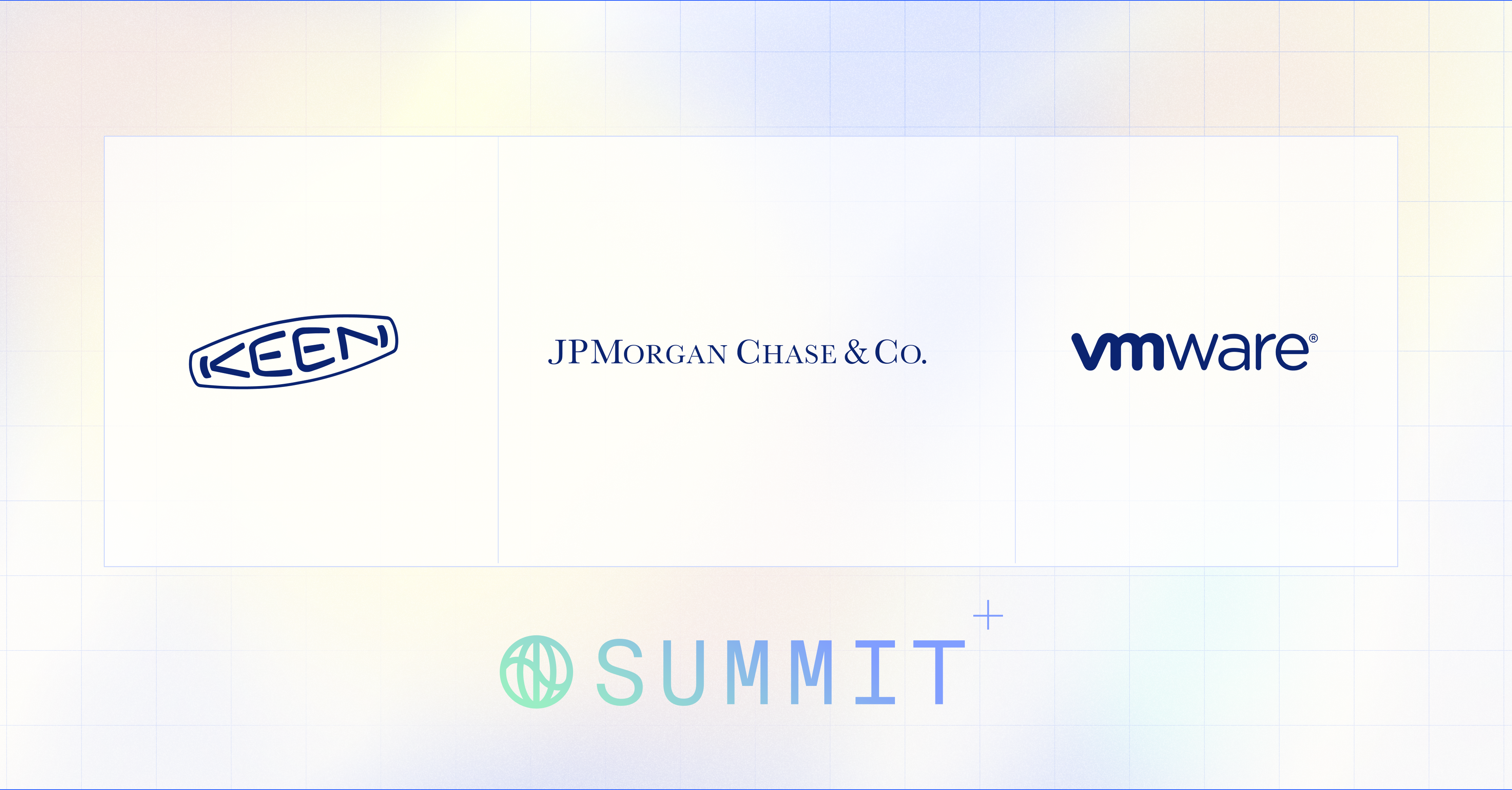 Keen, and JPMorgan Chase & Co logos, with Watershed Summit logo on gradient grid