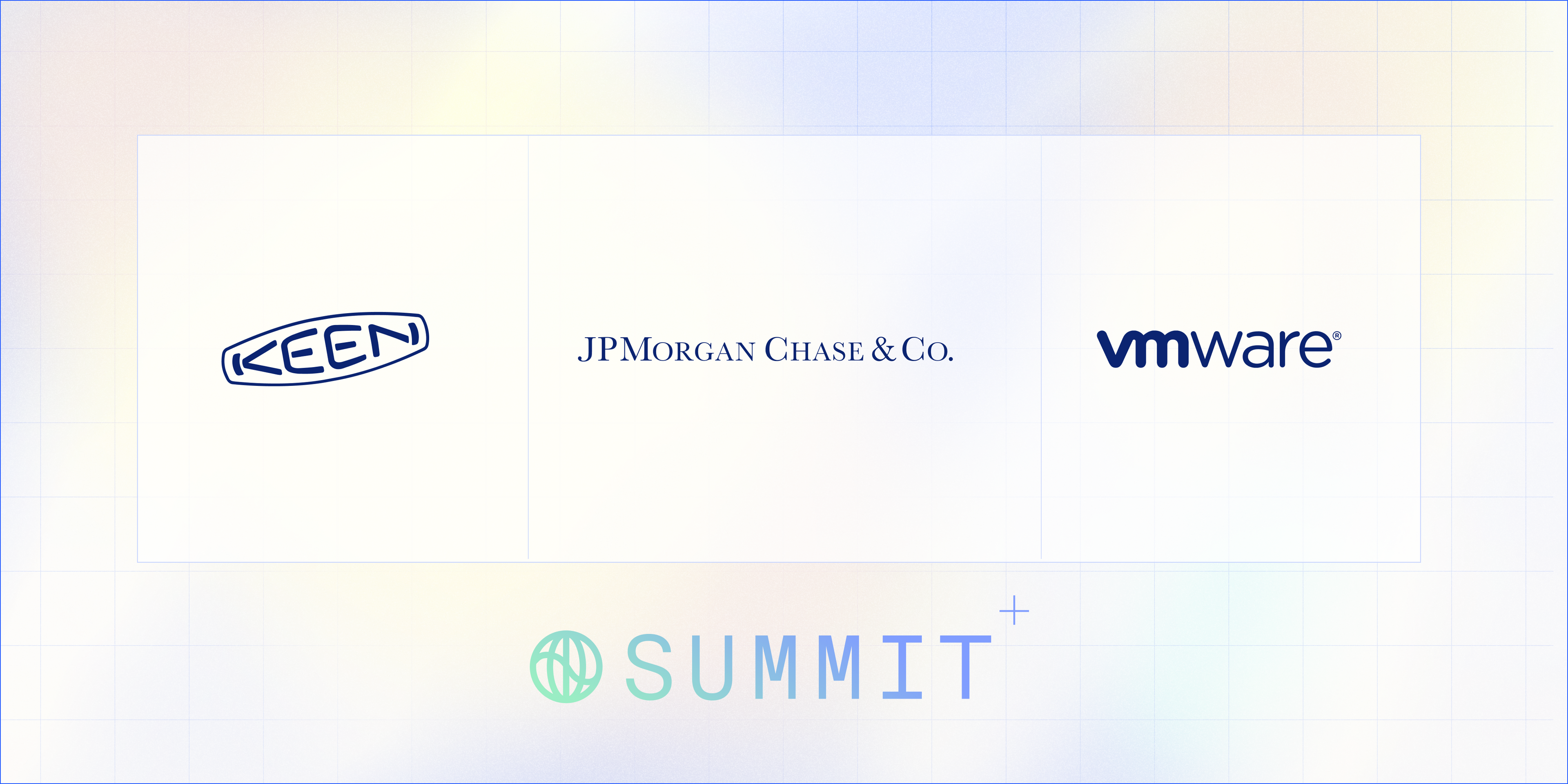 Keen, and JPMorgan Chase & Co logos, with Watershed Summit logo on gradient grid