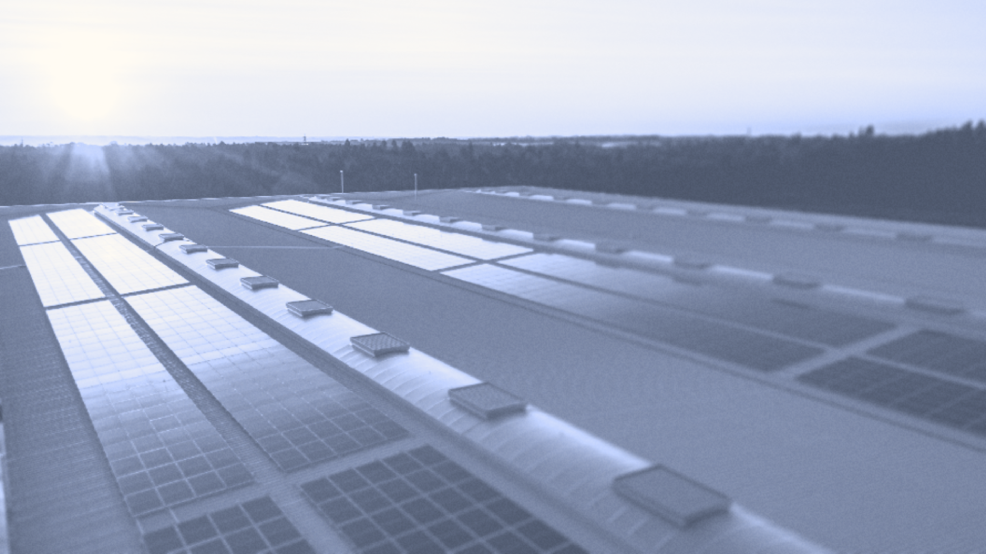 Aerial photograph of an on-site solar array installation