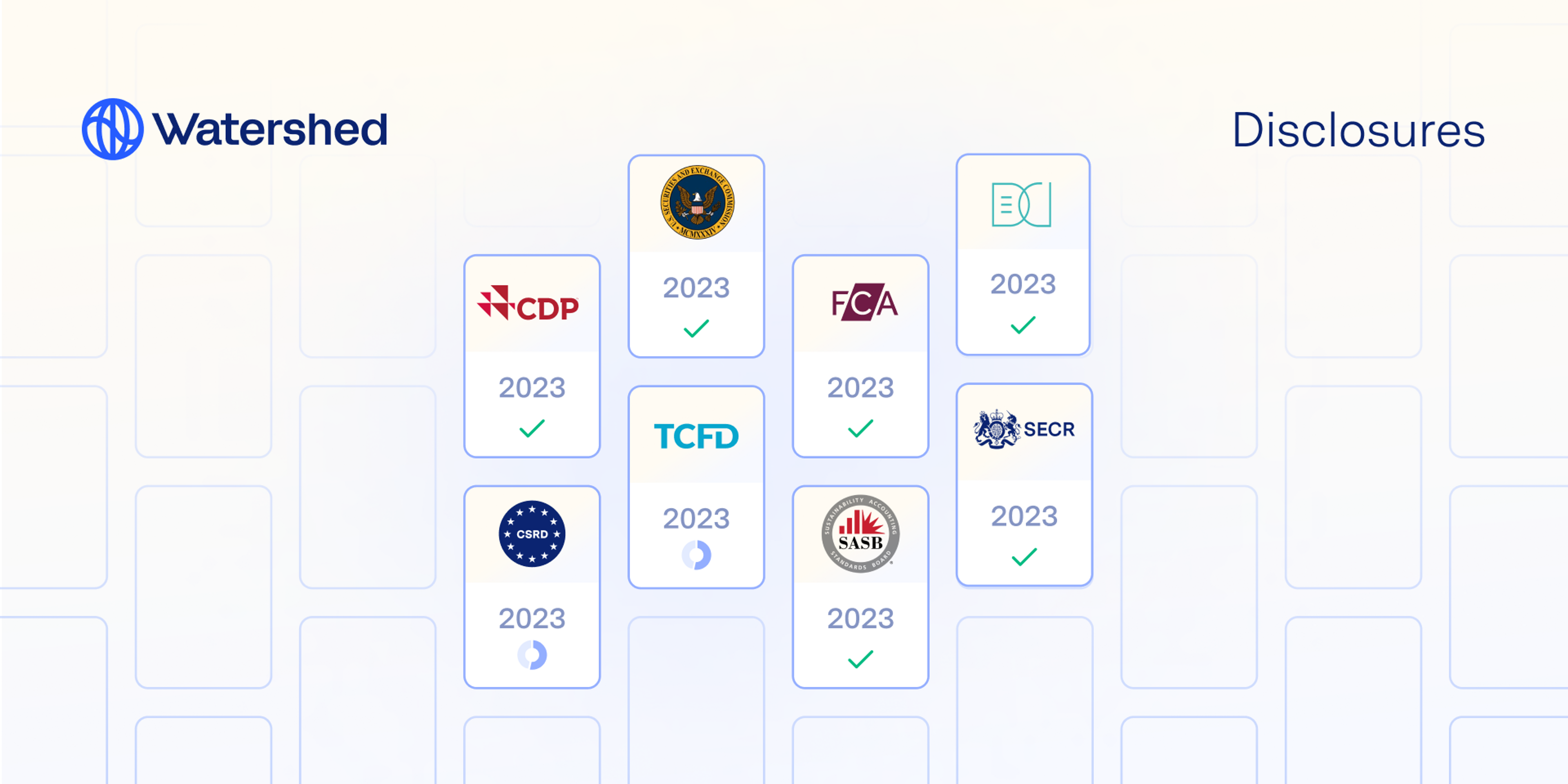 Collection of reporting logos with Watershed Disclosure text