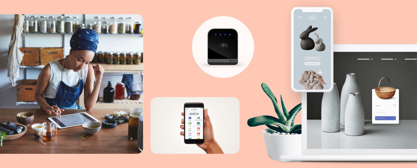 Shopify merchant updating their store's website on a tablet