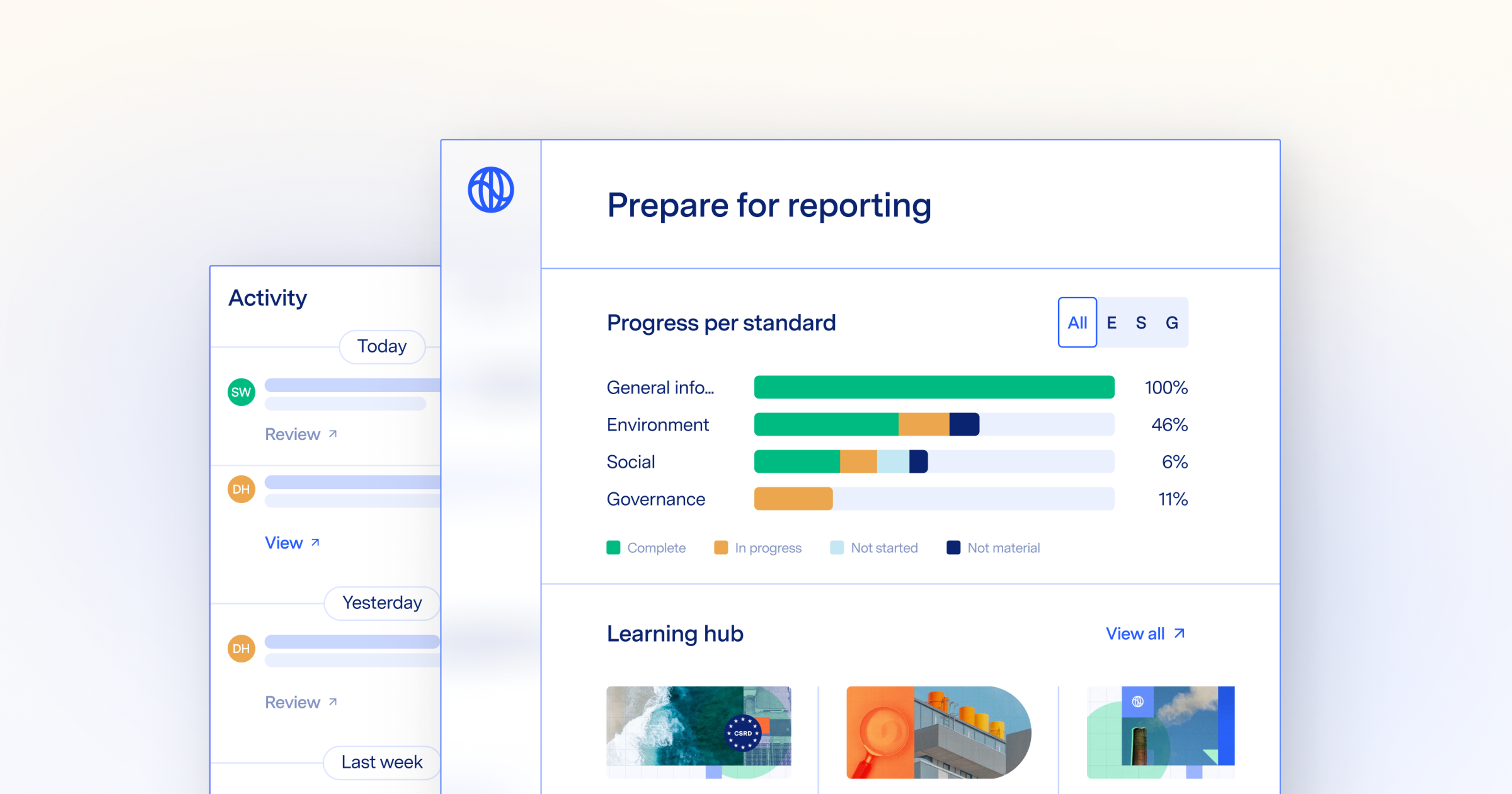 Watershed CSRD reporting dashboards