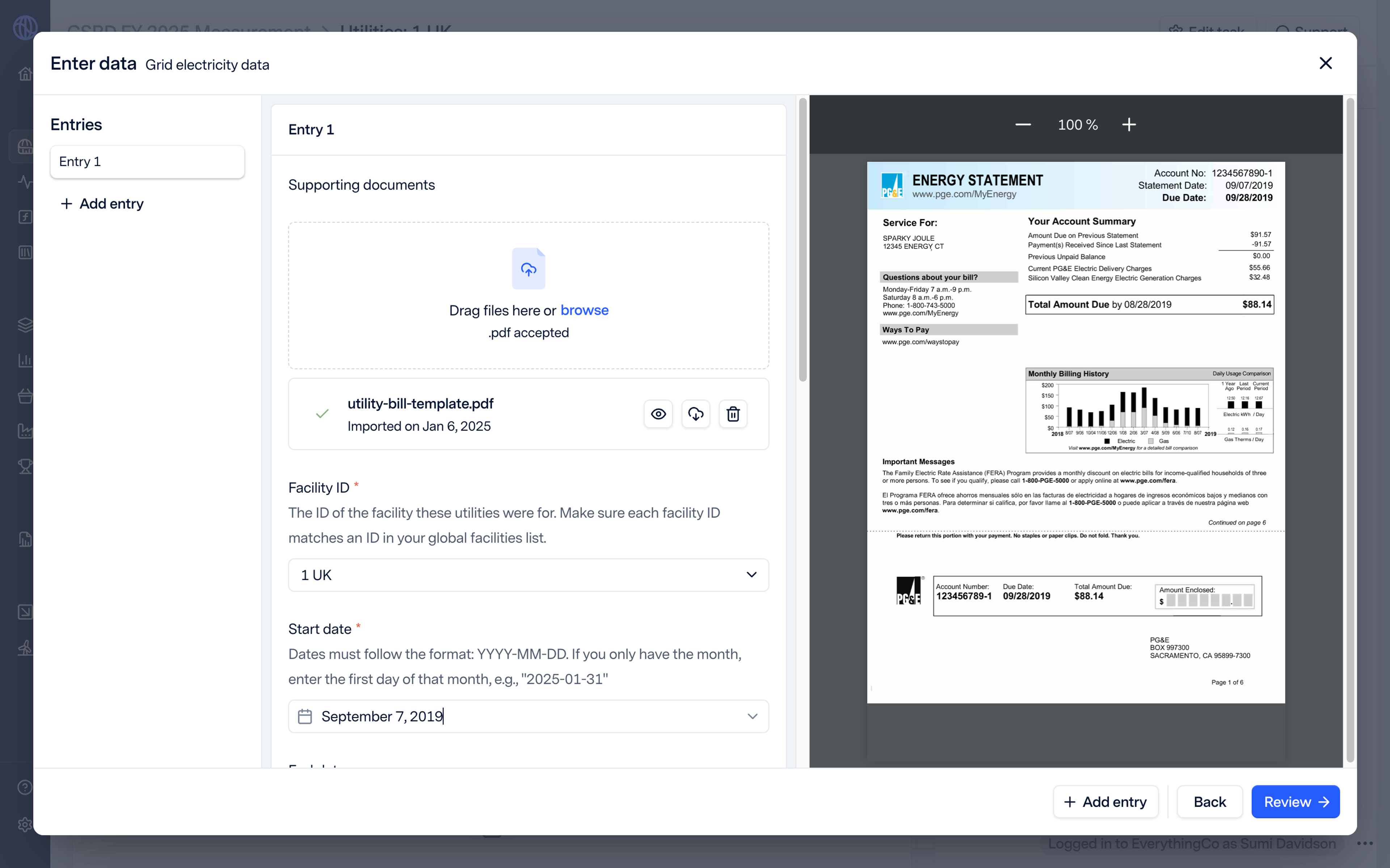 image showing utilities data collection form UI