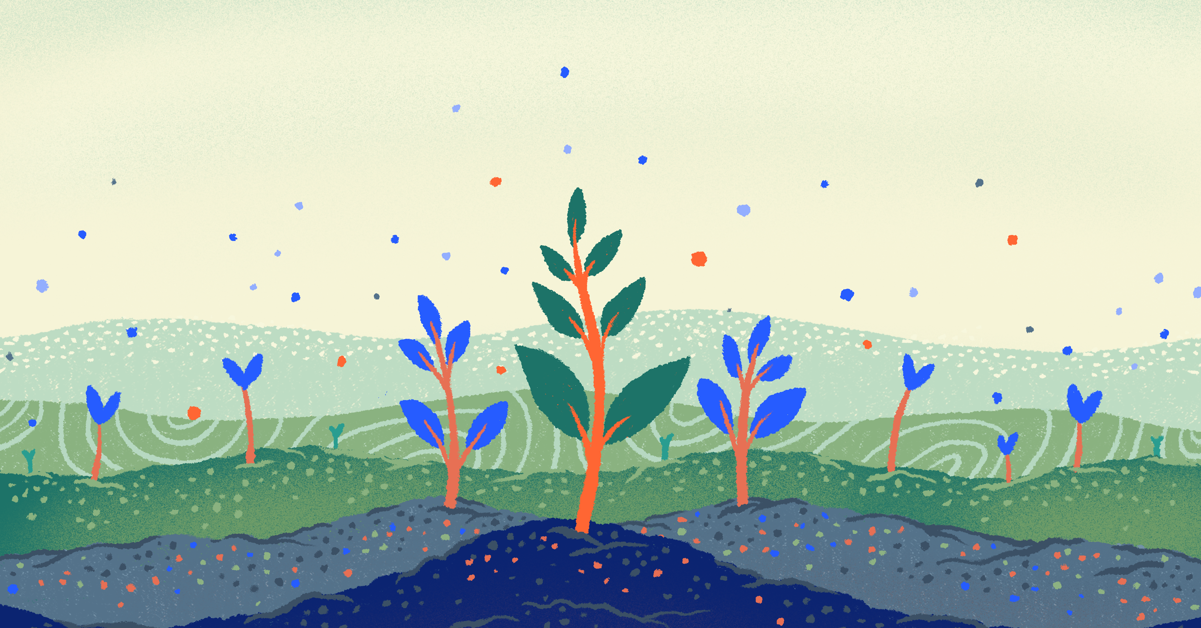 Illustrated depiction of reforestation technology