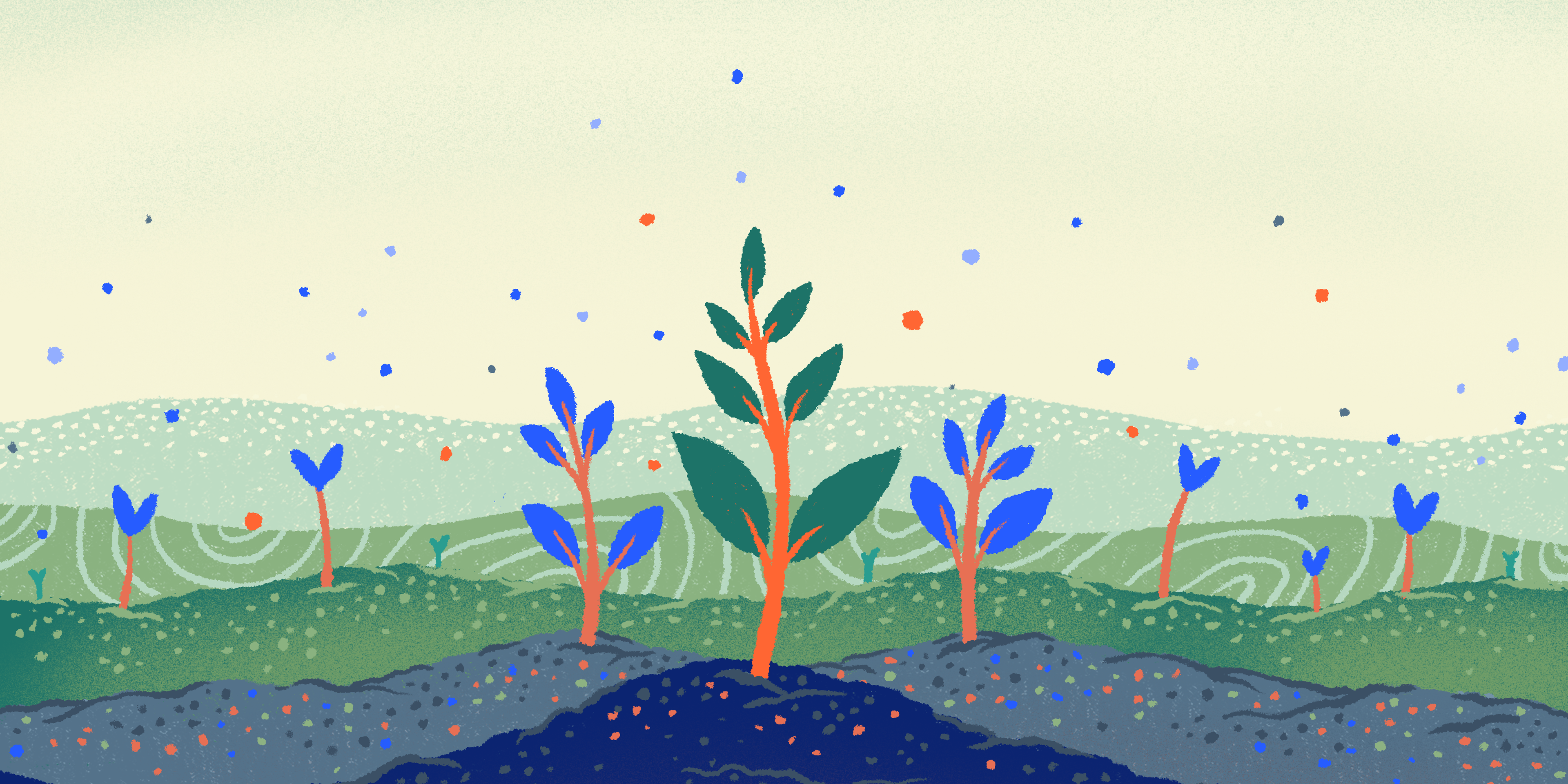 Illustrated depiction of reforestation technology