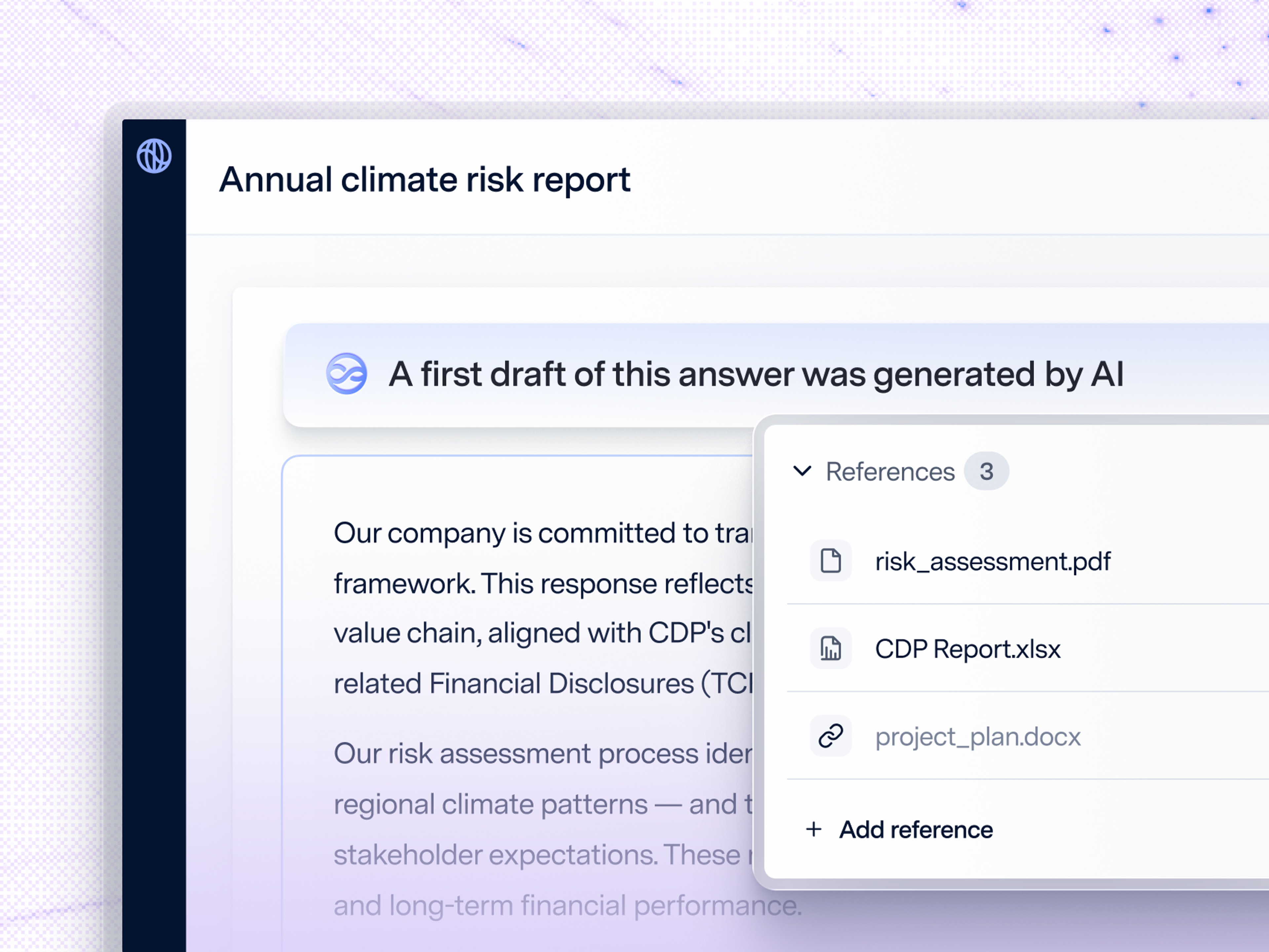 screenshot highlight an AI draft and referenced documents
