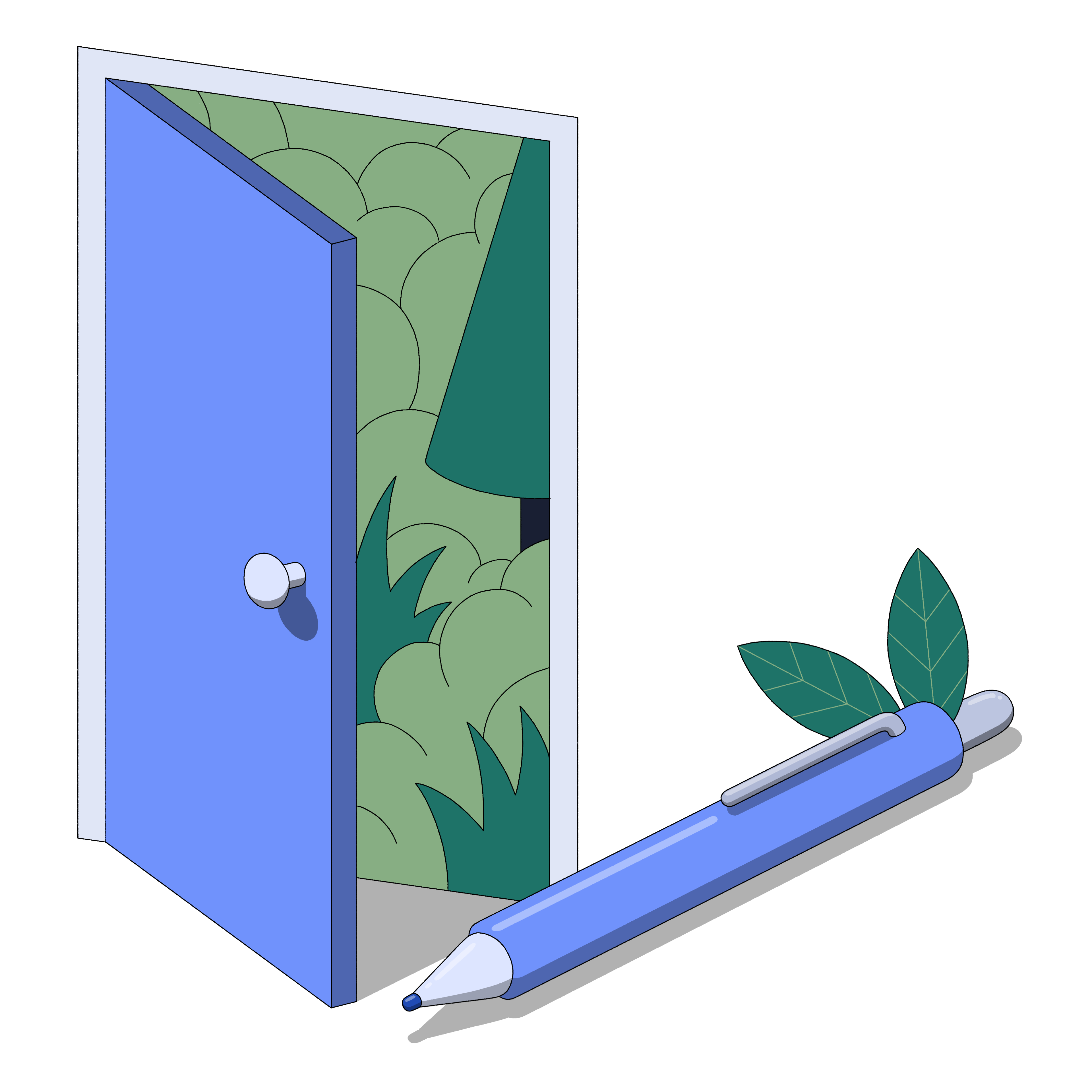 door with a pen