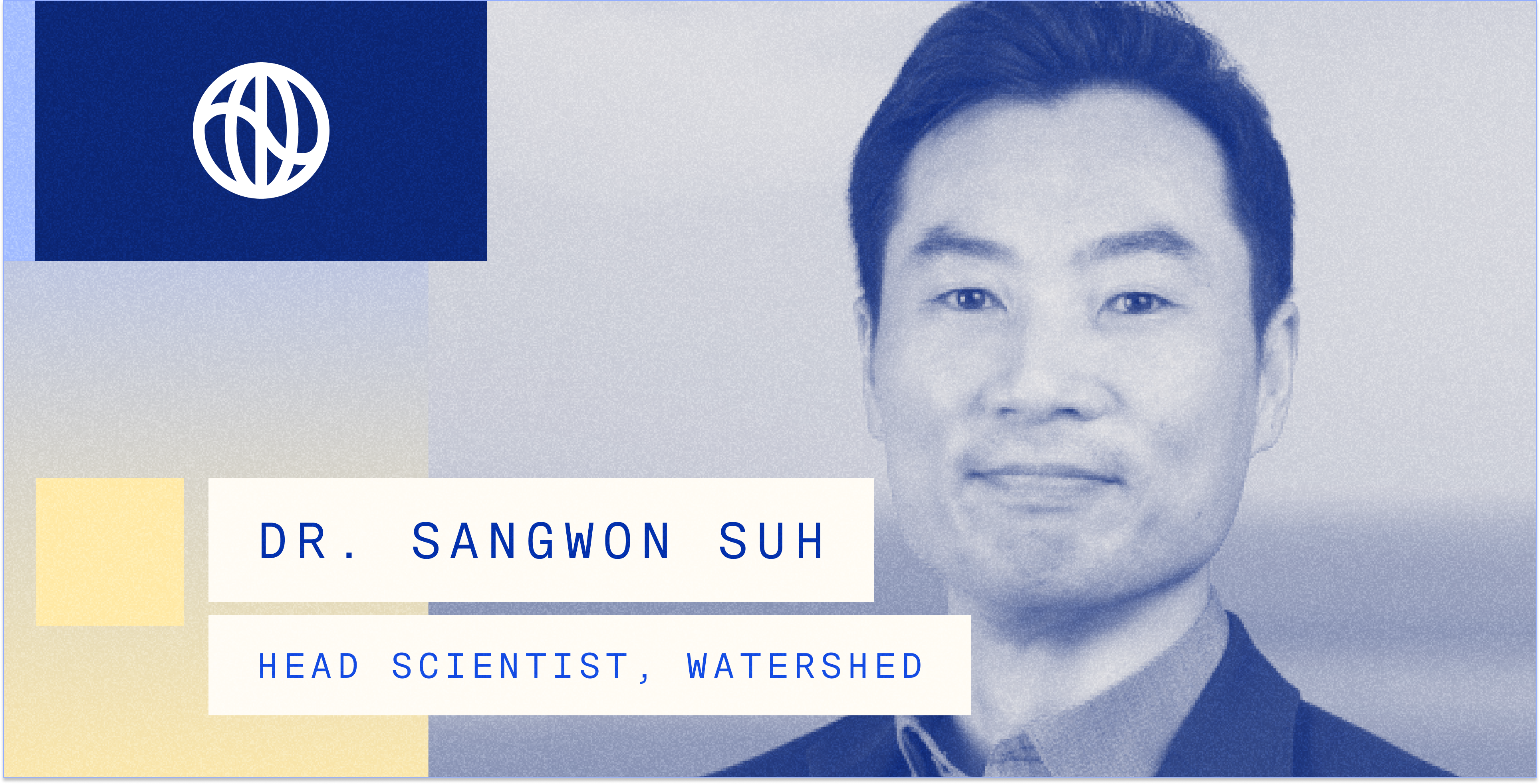  Portrait of Sangwon Suh with nametag and Watershed logo
