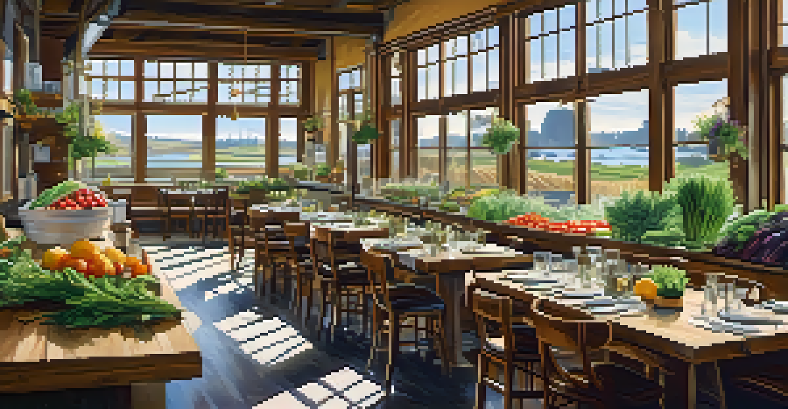 A modern farm-to-table restaurant in San Francisco, showcasing fresh produce and a rustic, inviting atmosphere.