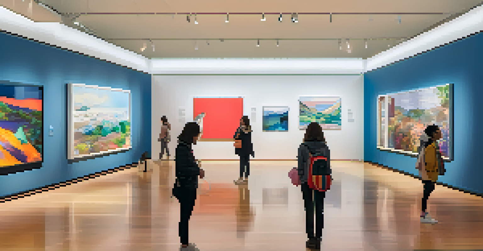 Visitors exploring a vibrant exhibit at SFMOMA, surrounded by modern art and digital installations.