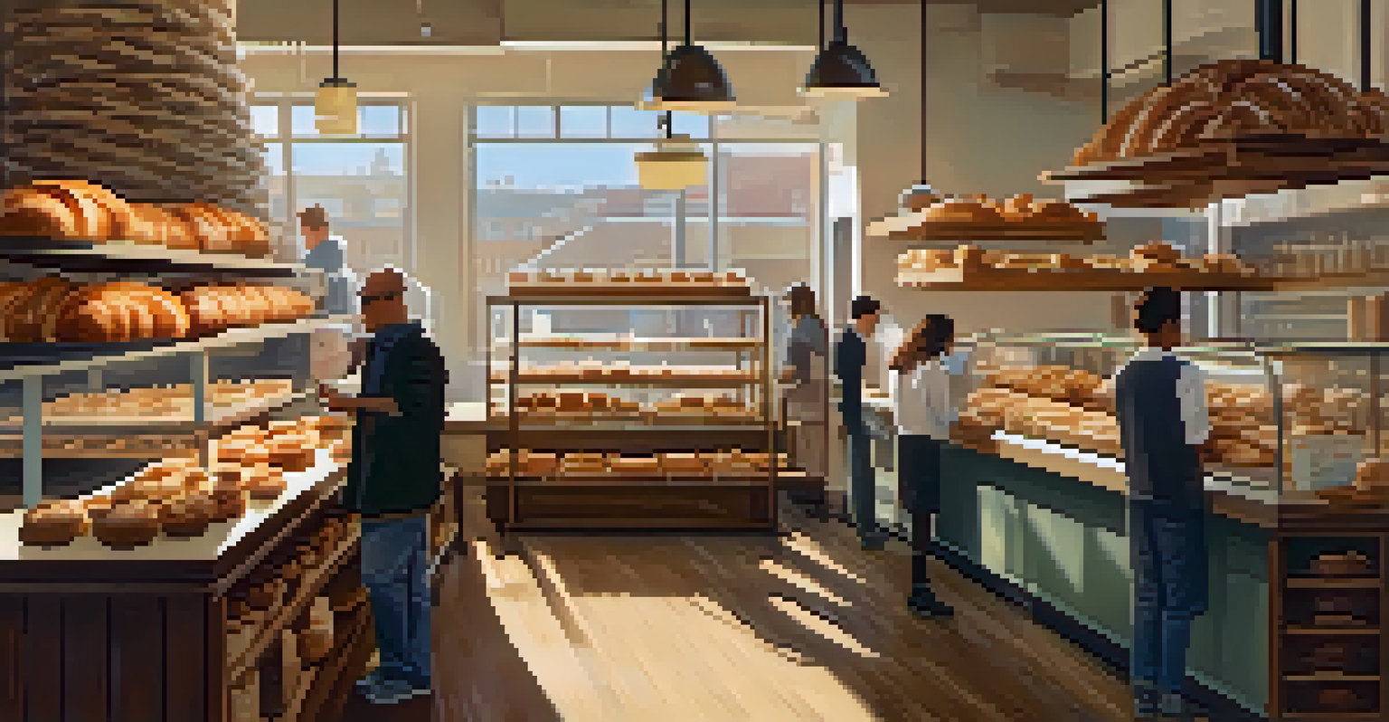 Inside Tartine Bakery, filled with freshly baked bread and pastries, with bakers at work in an inviting atmosphere.