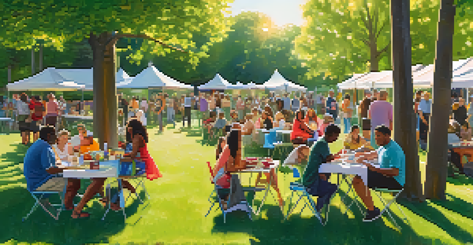 A diverse group of people participating in a workshop at an outdoor community event in a park.