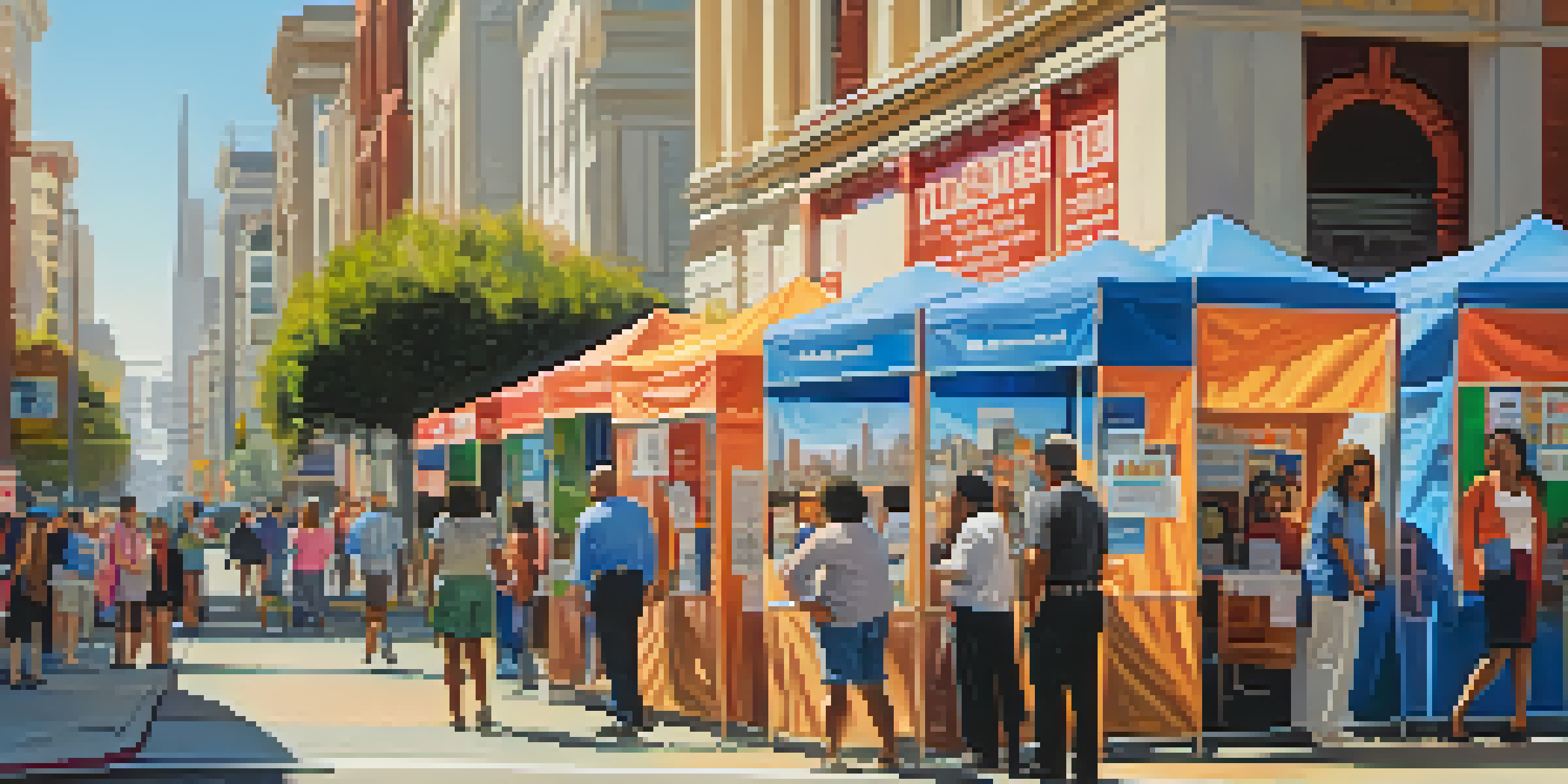 A diverse group of people at a voter registration booth in San Francisco with the Golden Gate Bridge in the background.
