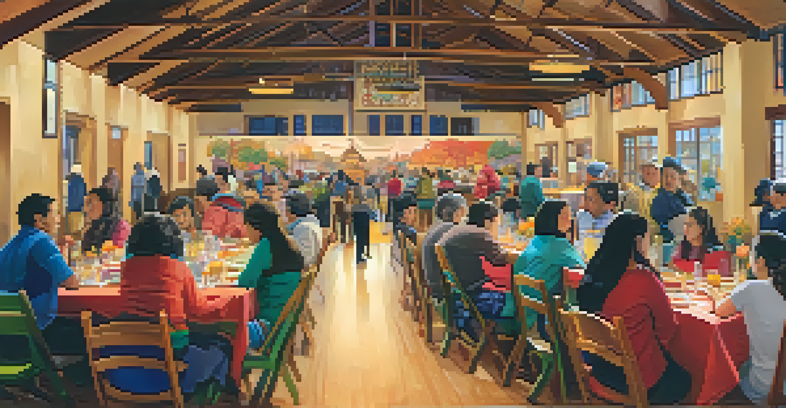 A community center in San Francisco bustling with families celebrating cultural heritage during a festival.