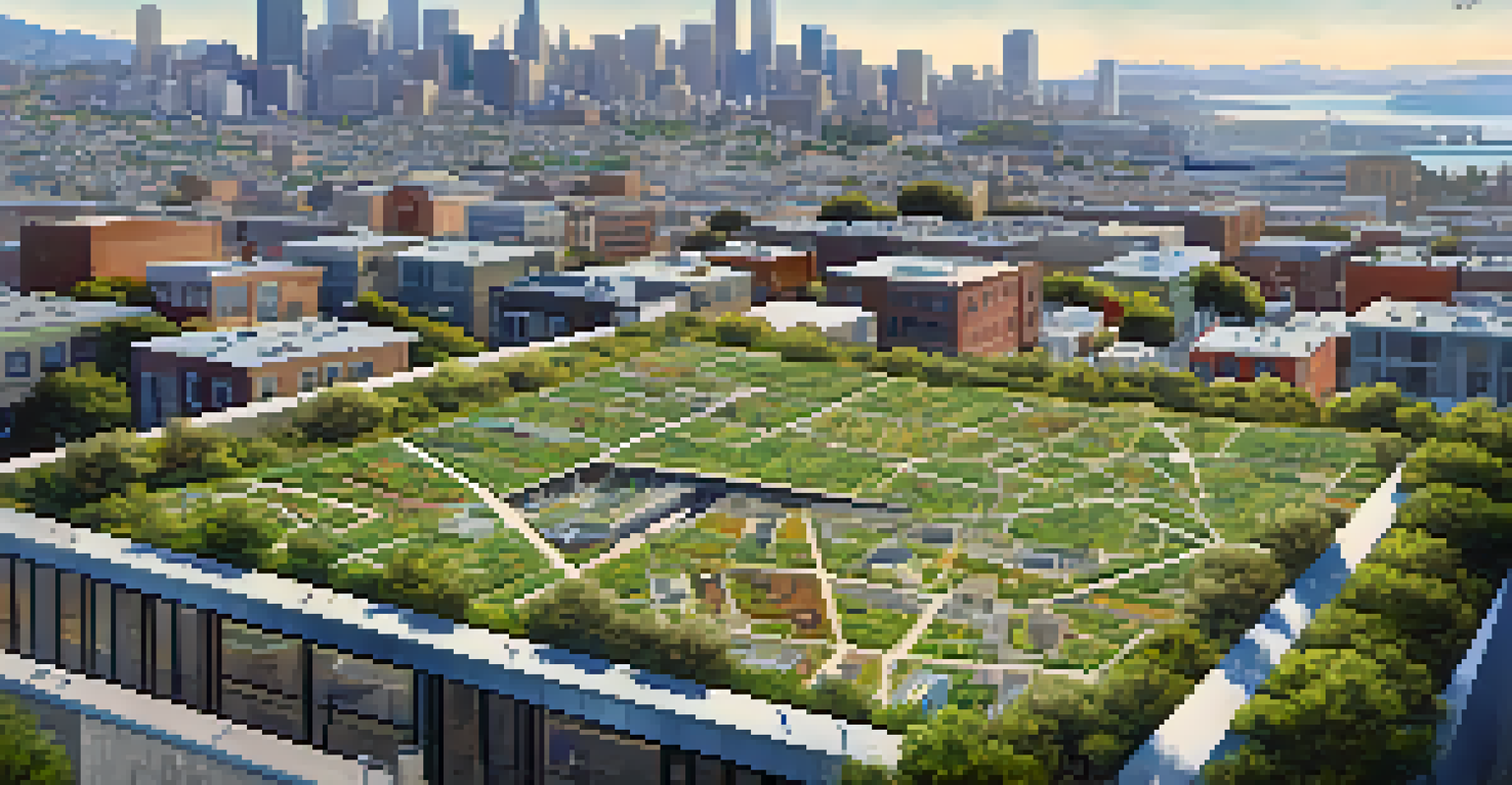 Residents participating in a community workshop about climate resilience in San Francisco, with a view of the urban landscape in the background.