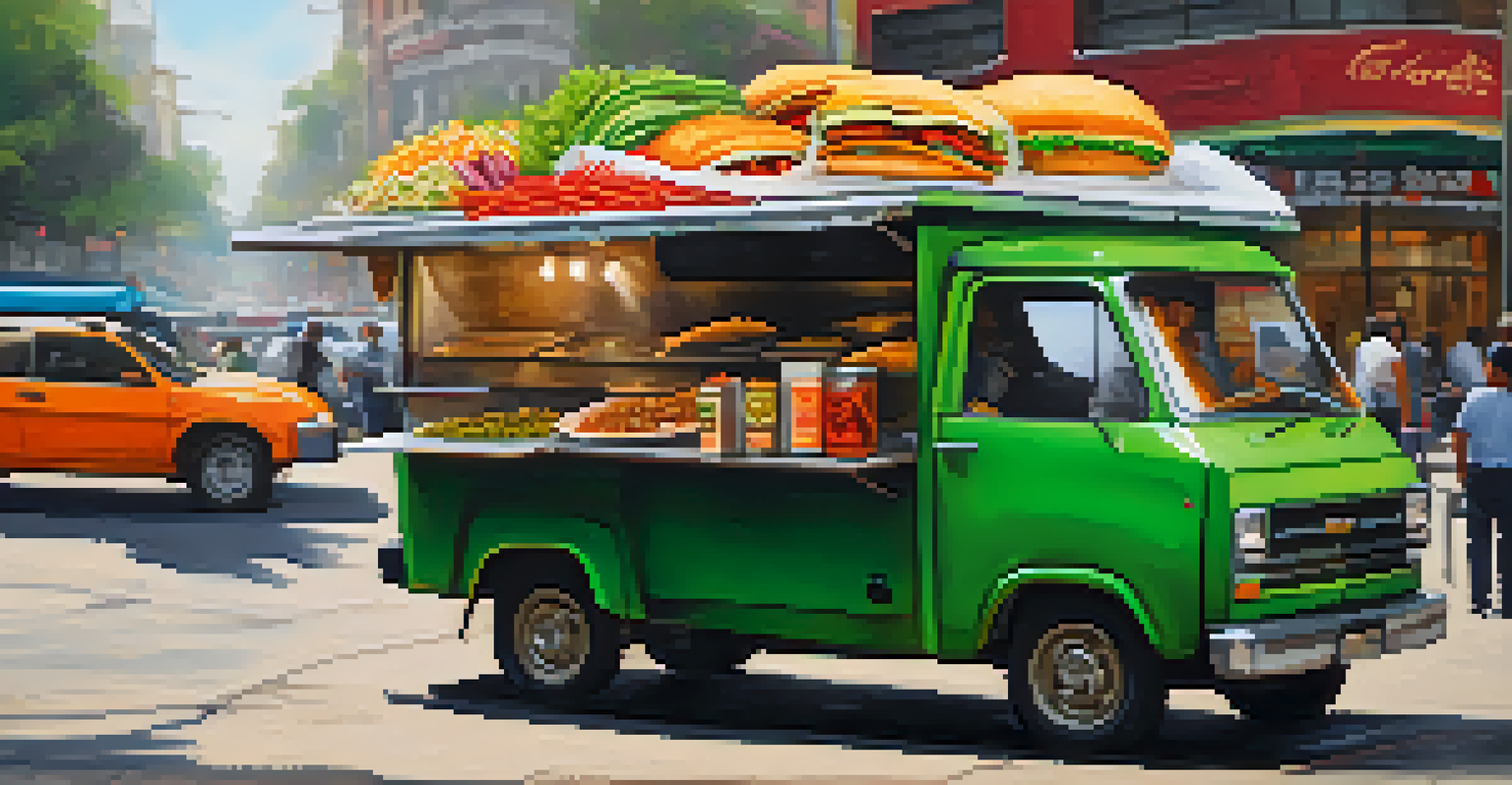 A street food vendor in Mexico City with a variety of colorful tacos being served.
