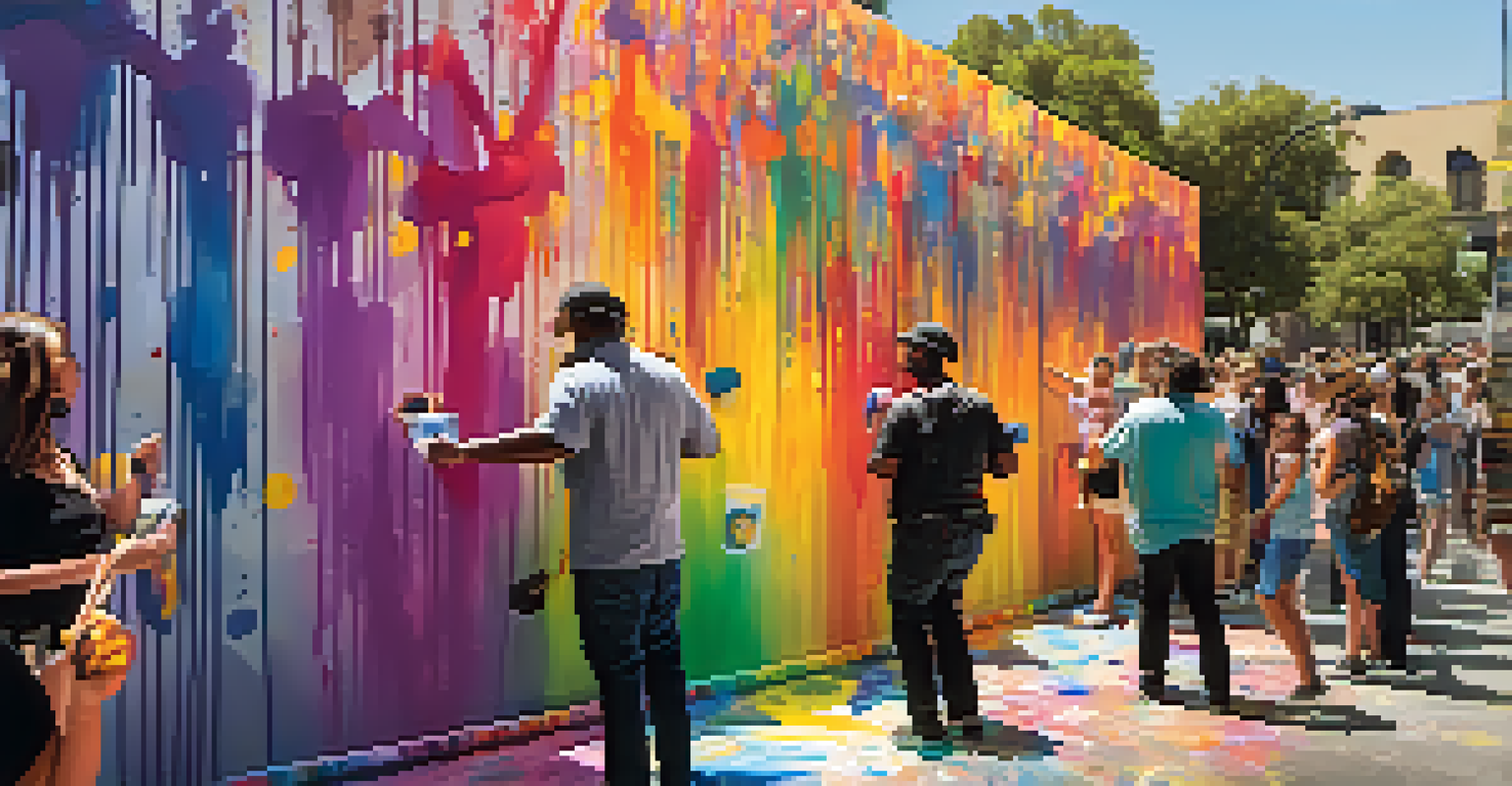 Participants engaging in a live mural painting at the Fillmore Jazz Festival.