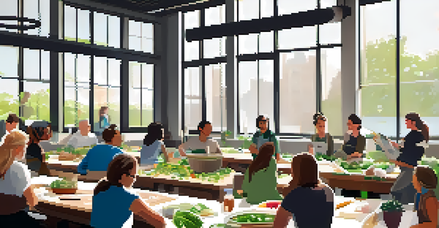 Participants in a Zero Waste workshop in San Francisco, engaging with composting materials and learning in a brightly lit room.