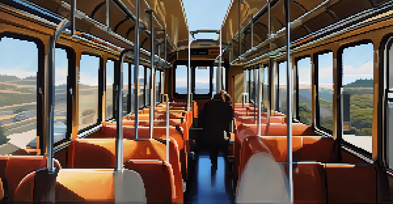 An interior view of a Golden Gate Transit bus with diverse passengers, showcasing modern seating and sunlight streaming through the windows.