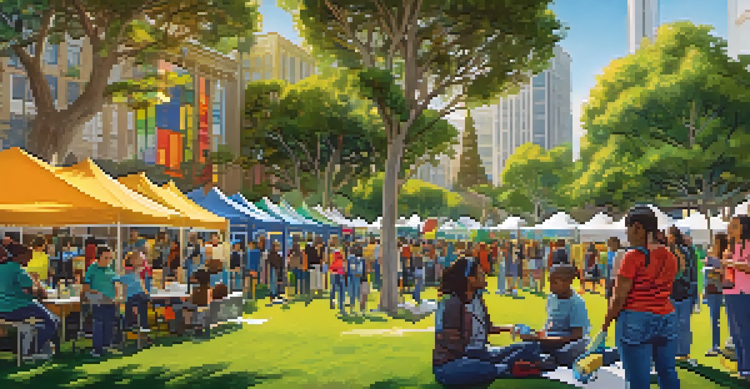A community event in San Francisco showcasing renewable energy technologies, with diverse residents participating.