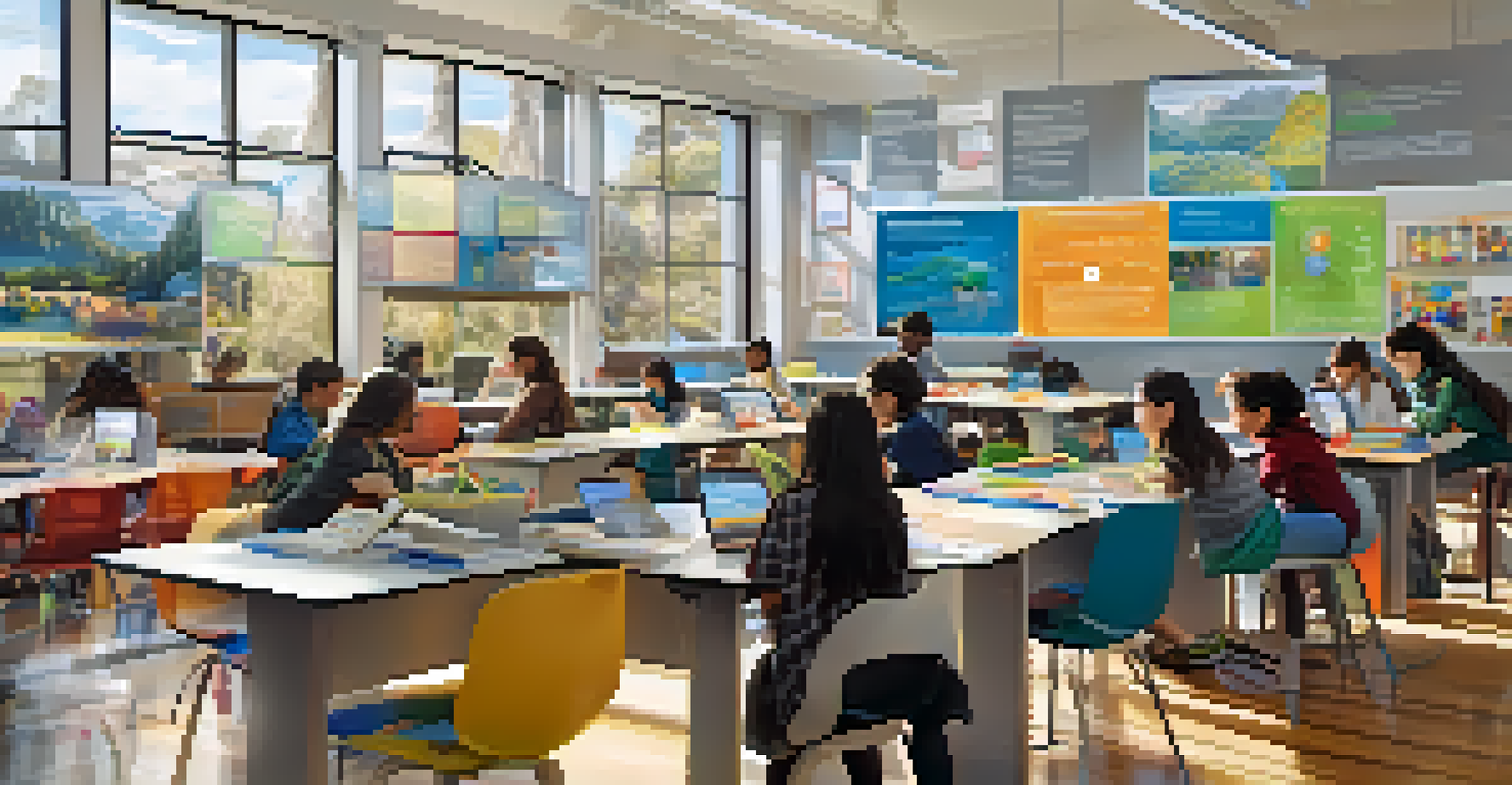 Diverse students collaborating in a classroom at UC Berkeley, working on a science project with natural light.