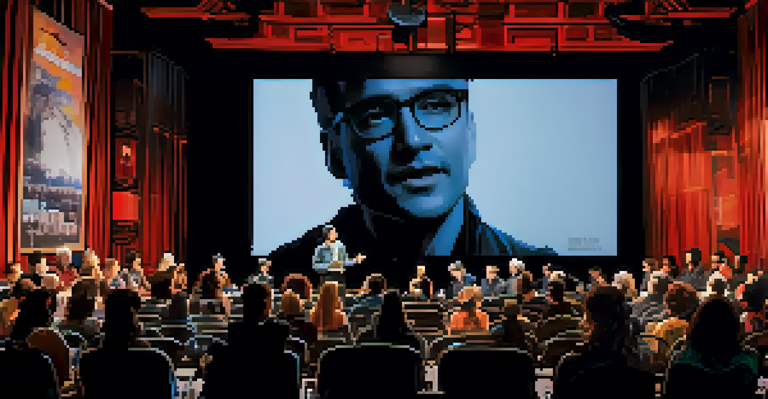 A filmmaker speaking passionately at a panel discussion during a San Francisco film festival, with an engaged audience in the foreground.