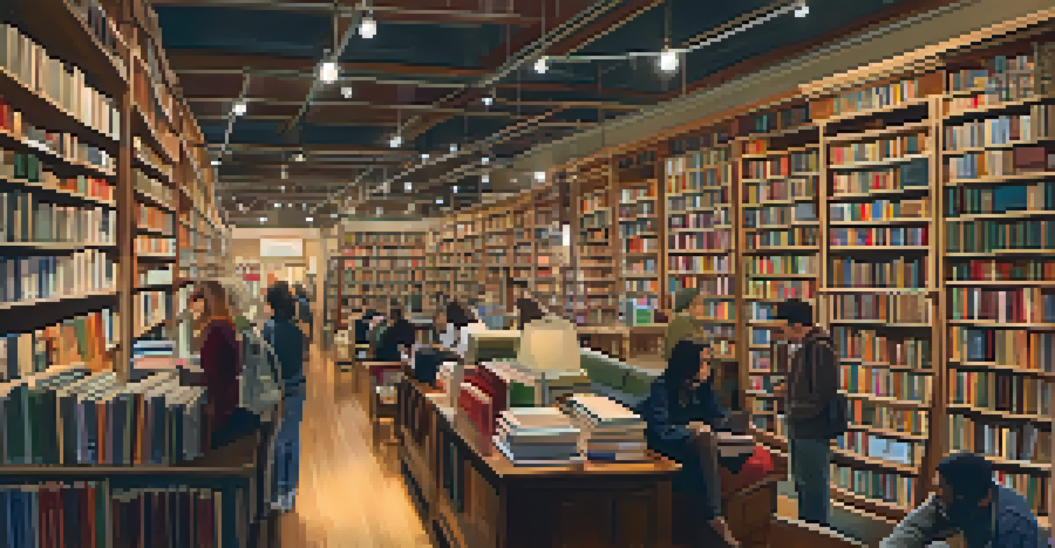 The interior of a cozy independent bookstore in San Francisco, with shelves of books and readers enjoying the warm, inviting atmosphere.