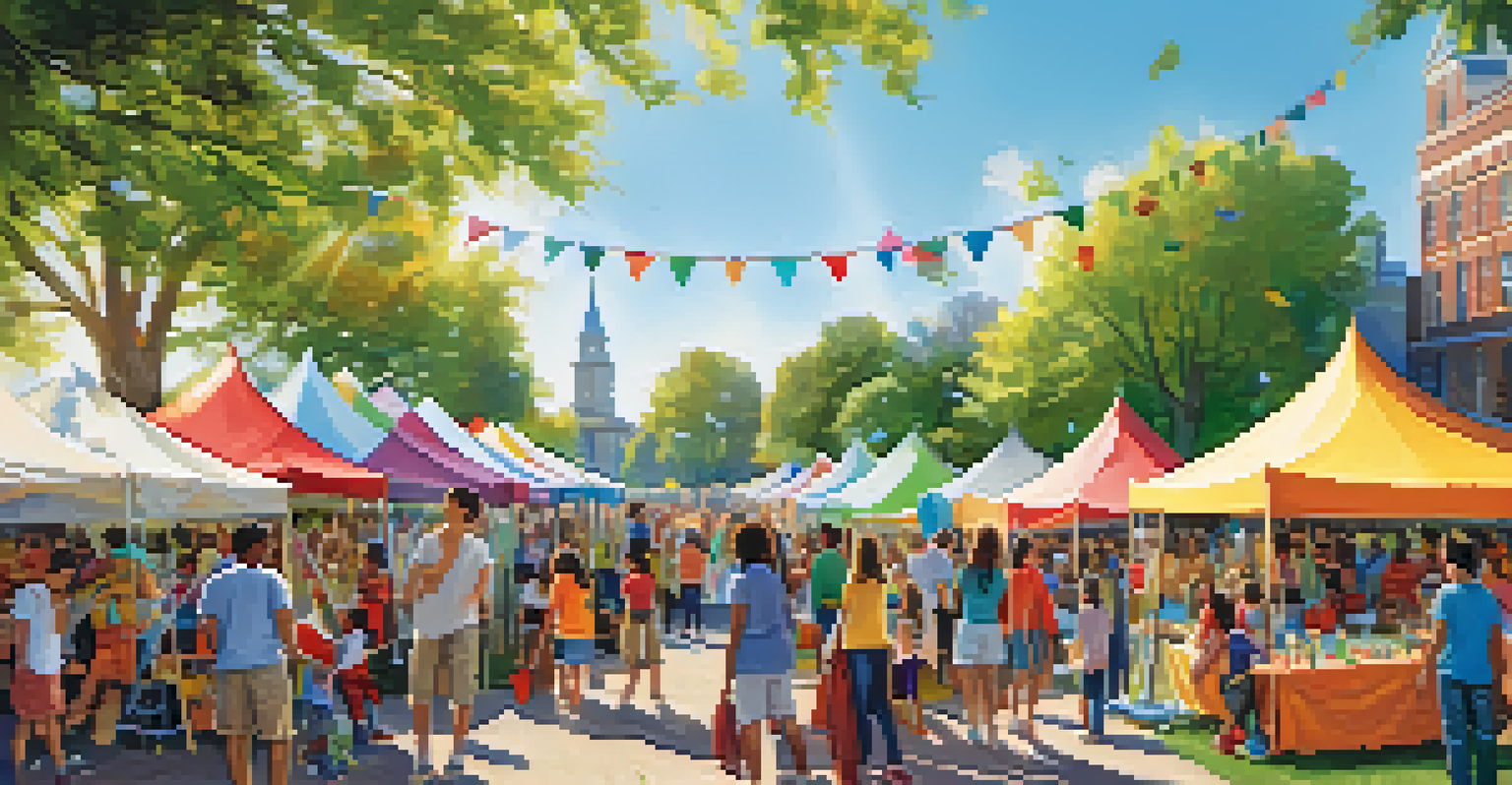 A community event in a park featuring university students and local families engaging in educational activities about equity, surrounded by colorful tents.