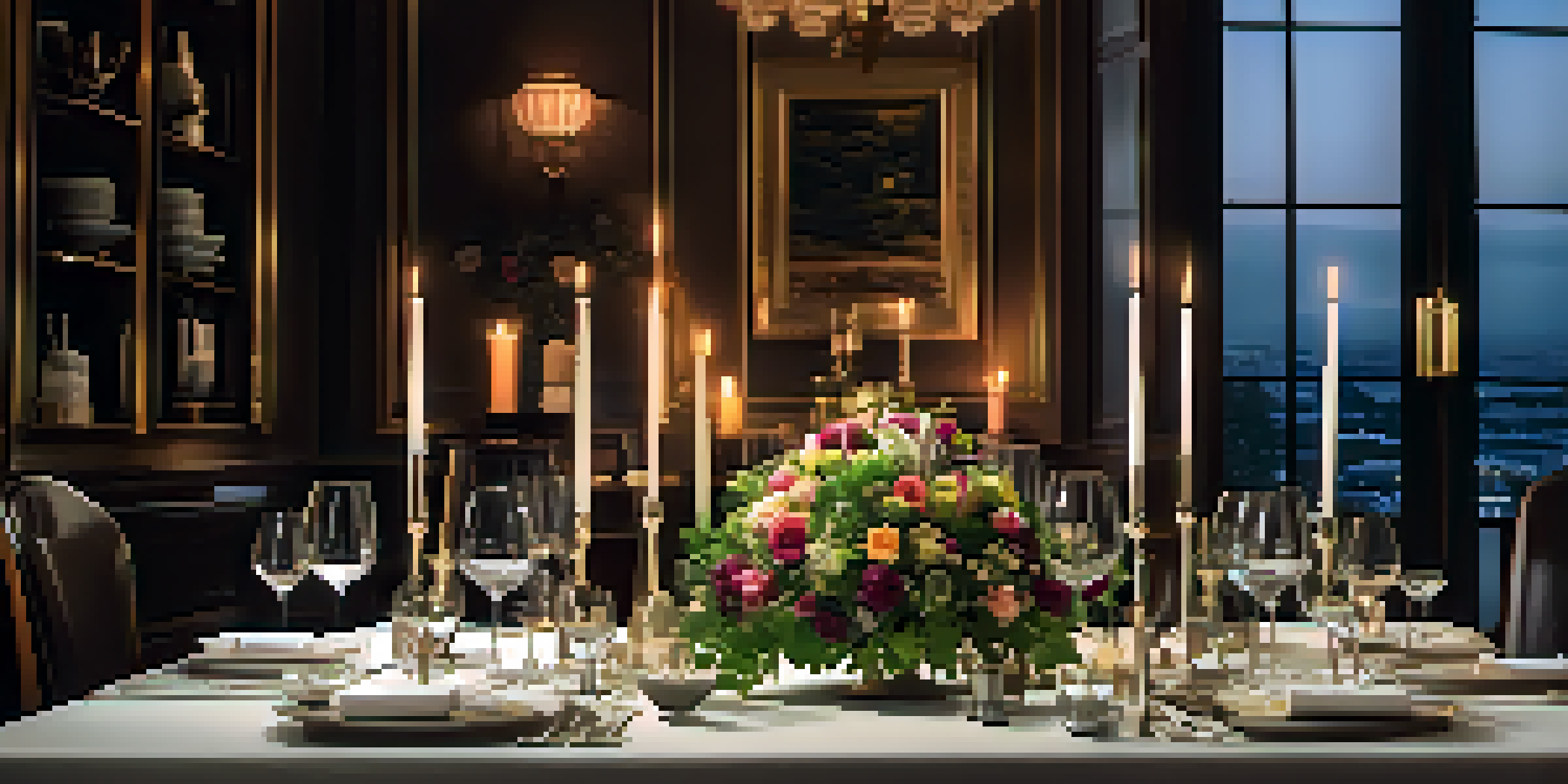 A Michelin-starred dining table elegantly set with exquisite dishes, fine tableware, and soft candlelight, surrounded by a luxurious restaurant ambiance.
