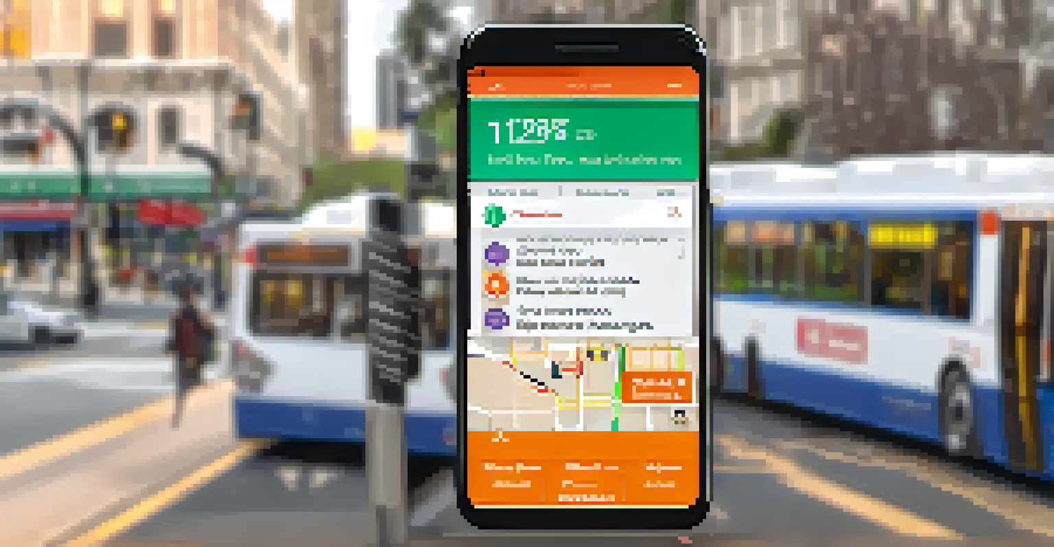 A close-up of a smartphone displaying a public transport safety app with real-time updates for Muni in San Francisco.