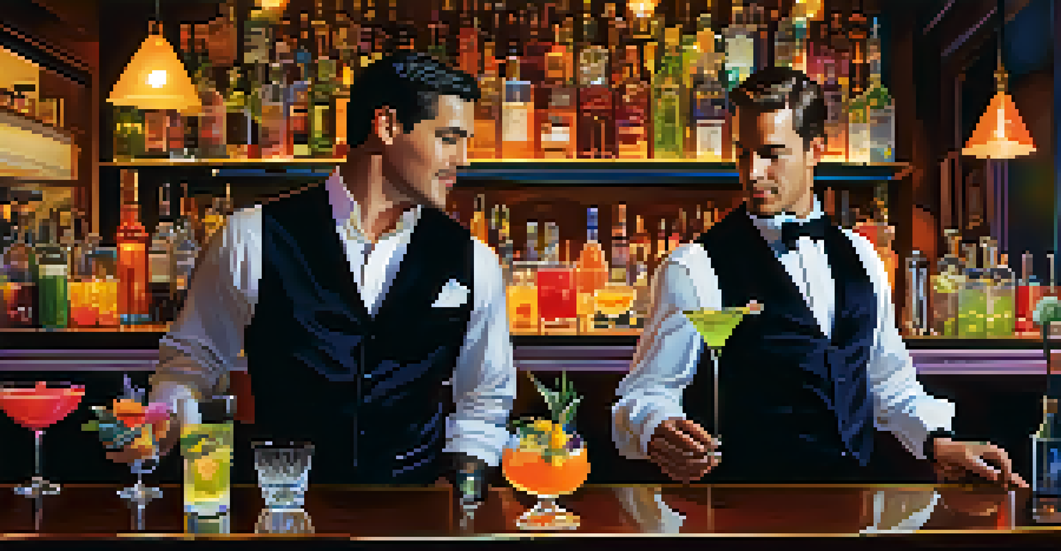 A stylish bar in San Francisco with a bartender creating innovative cocktails in a cozy atmosphere.