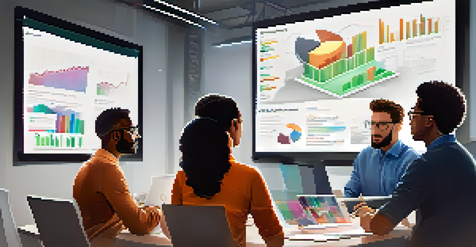 A close-up of diverse entrepreneurs brainstorming with laptops and a projected screen, emphasizing collaboration and innovation.