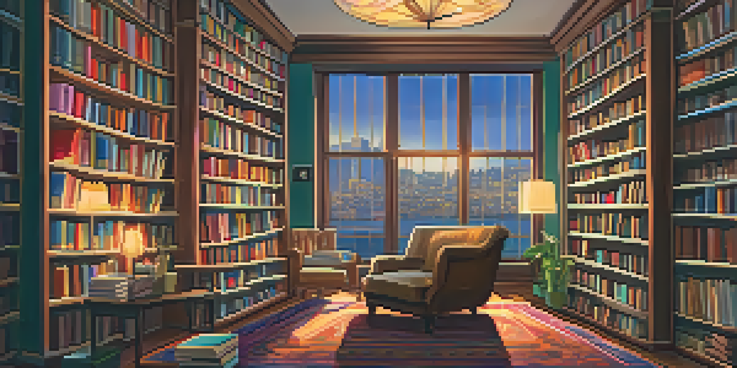 A warm and inviting corner of a bookstore filled with books, an armchair, and a cup of coffee.