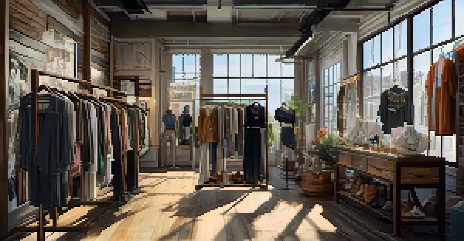 A lively pop-up fashion shop displaying unique clothing and handmade jewelry in a cozy setting.