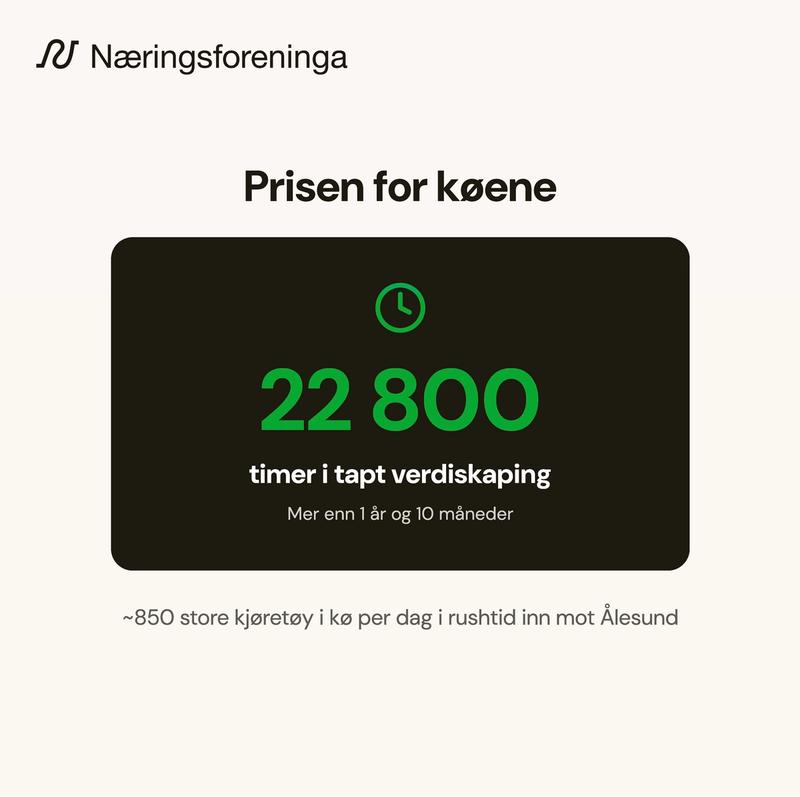 22800 timer i tapt verdiskaping på grunn av køen