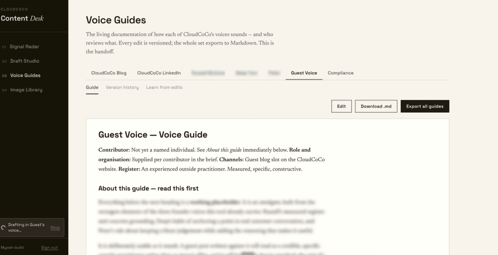 Voice Guides makes sure that each contributor has a distinct voice.